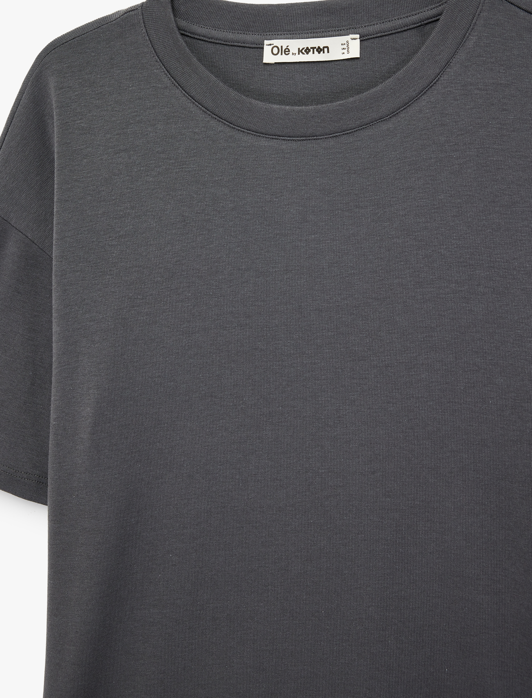   Kısa Kollu Bisiklet Yaka Modal Karışımlı Basic Oversize Tişört