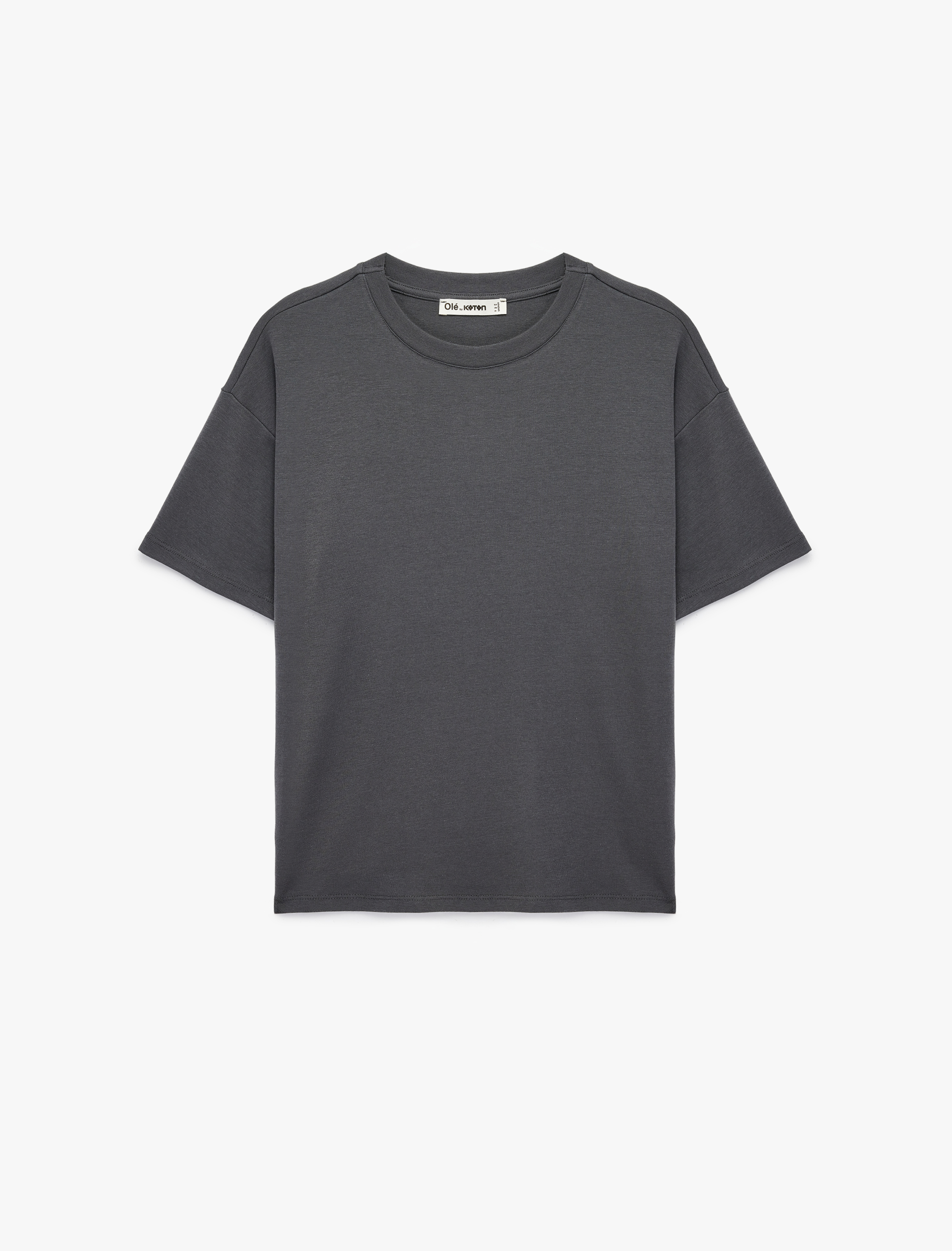   Kısa Kollu Bisiklet Yaka Modal Karışımlı Basic Oversize Tişört