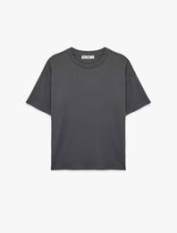 Kısa Kollu Bisiklet Yaka Modal Karışımlı Basic Oversize Tişört