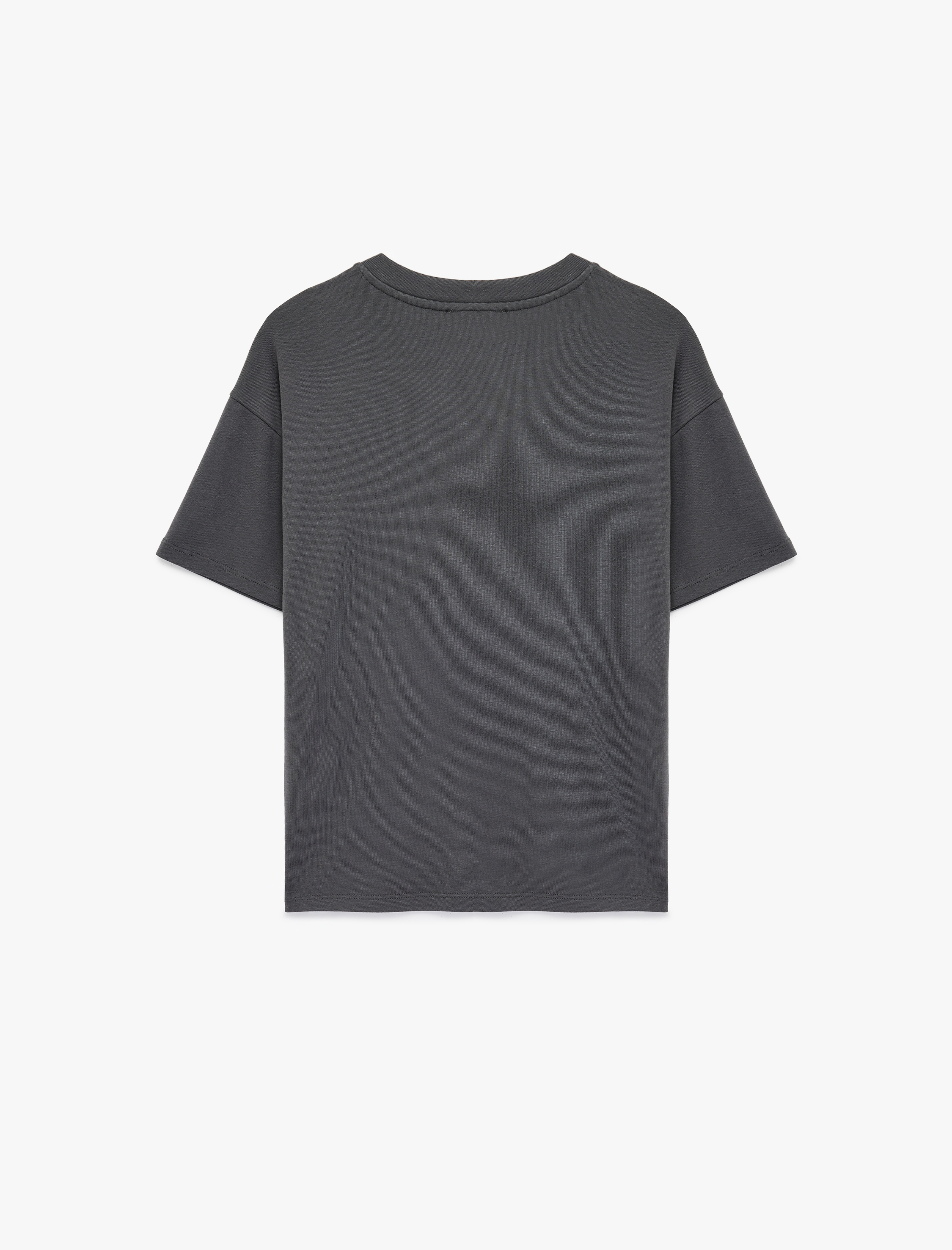   Kısa Kollu Bisiklet Yaka Modal Karışımlı Basic Oversize Tişört