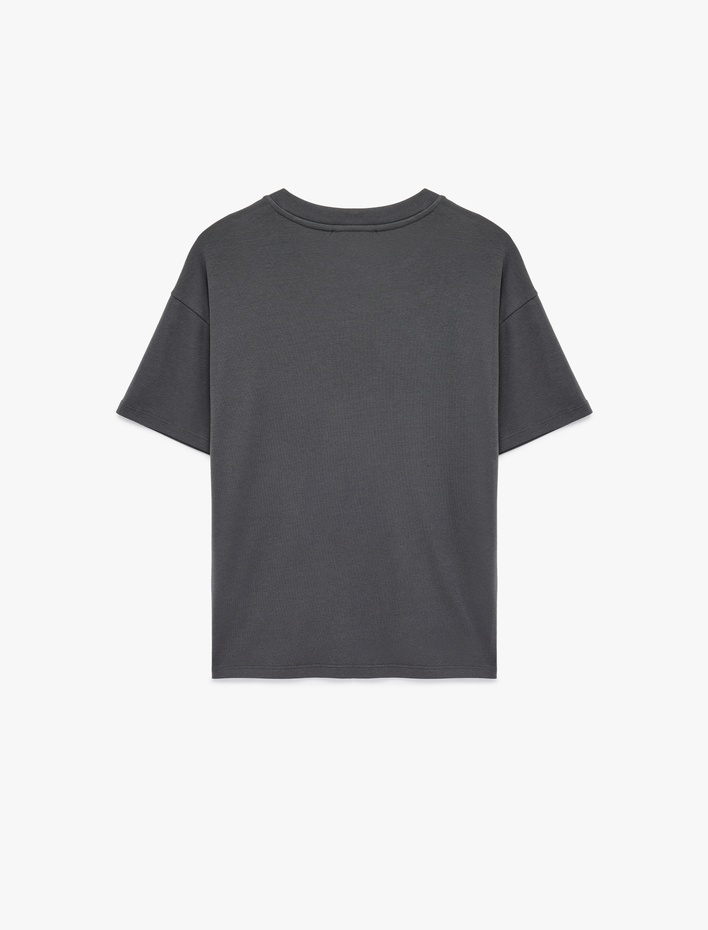  Kısa Kollu Bisiklet Yaka Modal Karışımlı Basic Oversize Tişört