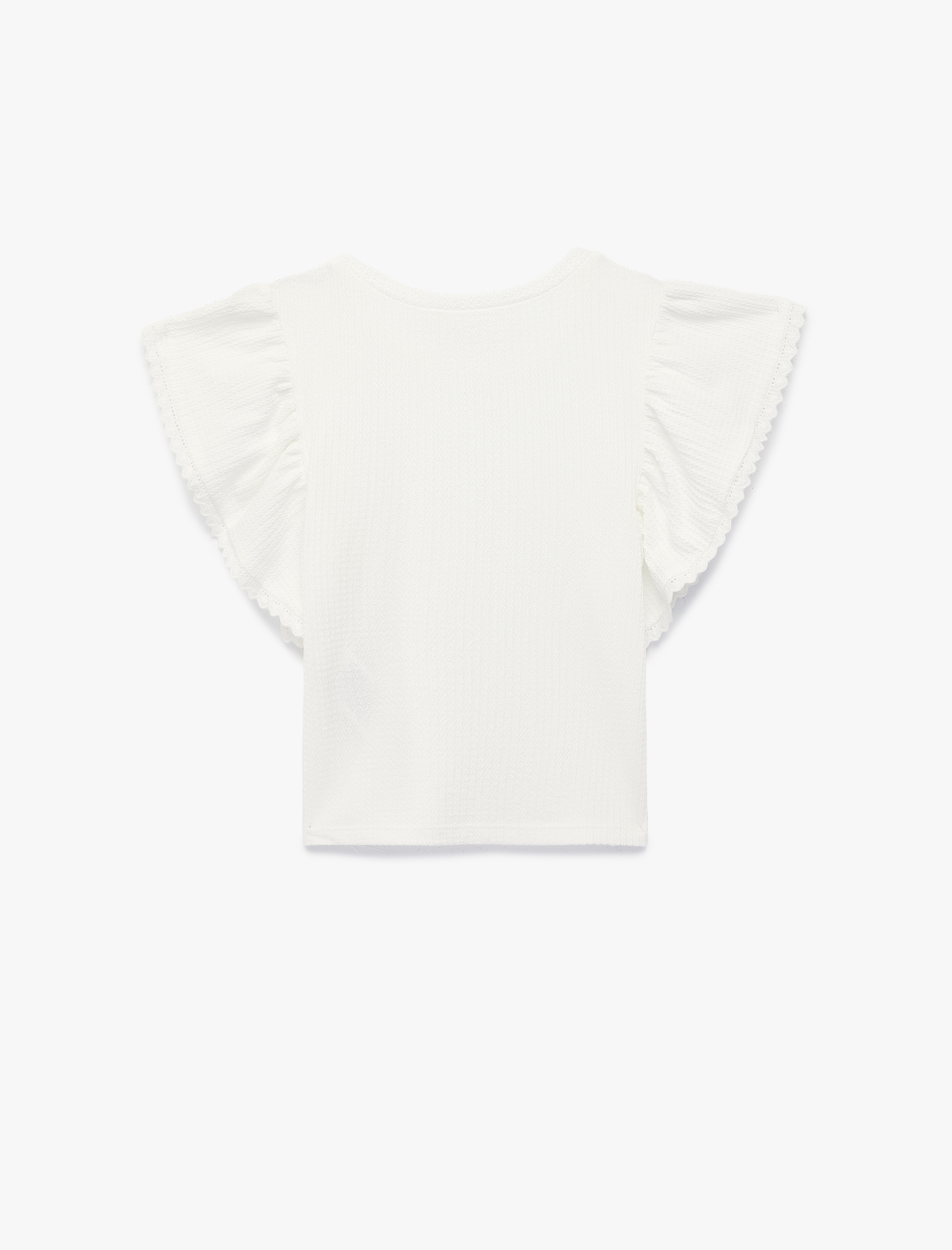  Kız Çocuk Volanlı Kısa Kollu Bisiklet Yaka Bluz