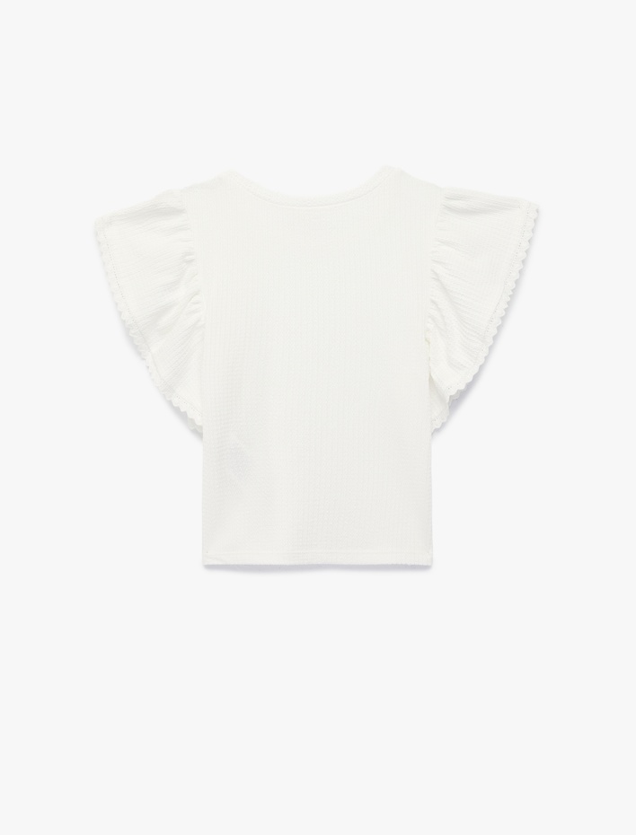 Kız Çocuk Volanlı Kısa Kollu Bisiklet Yaka Bluz