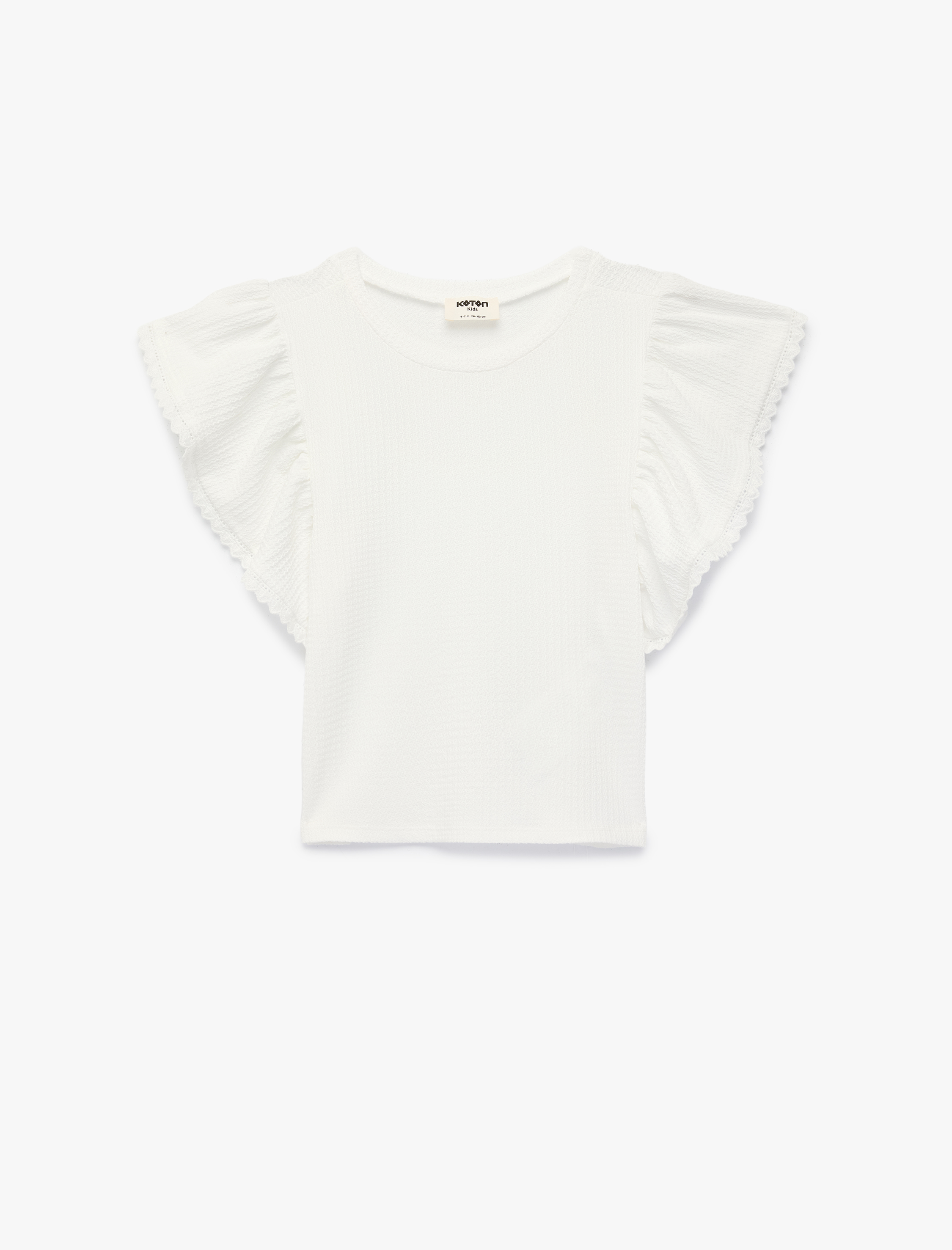  Kız Çocuk Volanlı Kısa Kollu Bisiklet Yaka Bluz