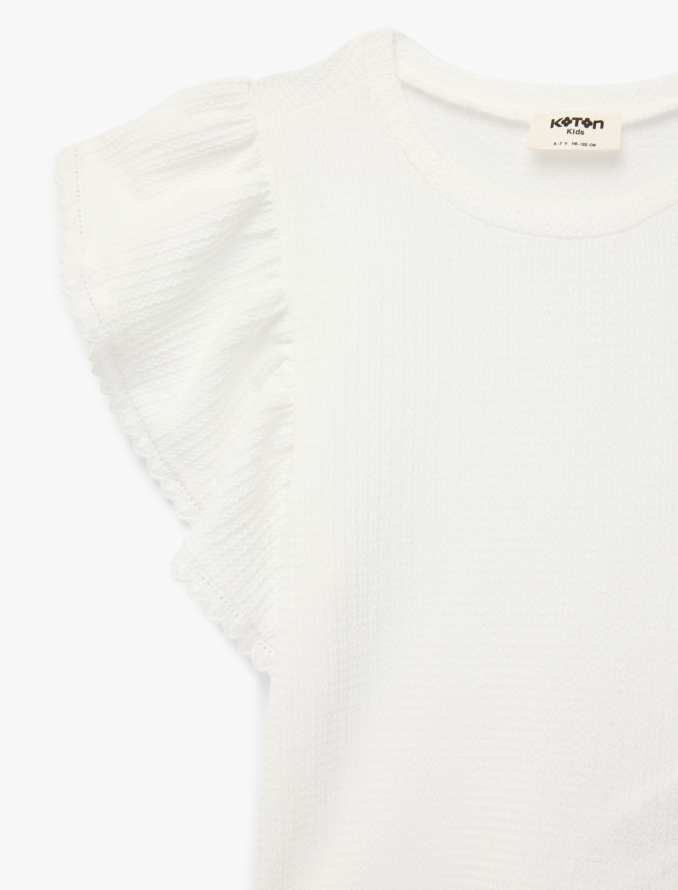  Kız Çocuk Volanlı Kısa Kollu Bisiklet Yaka Bluz