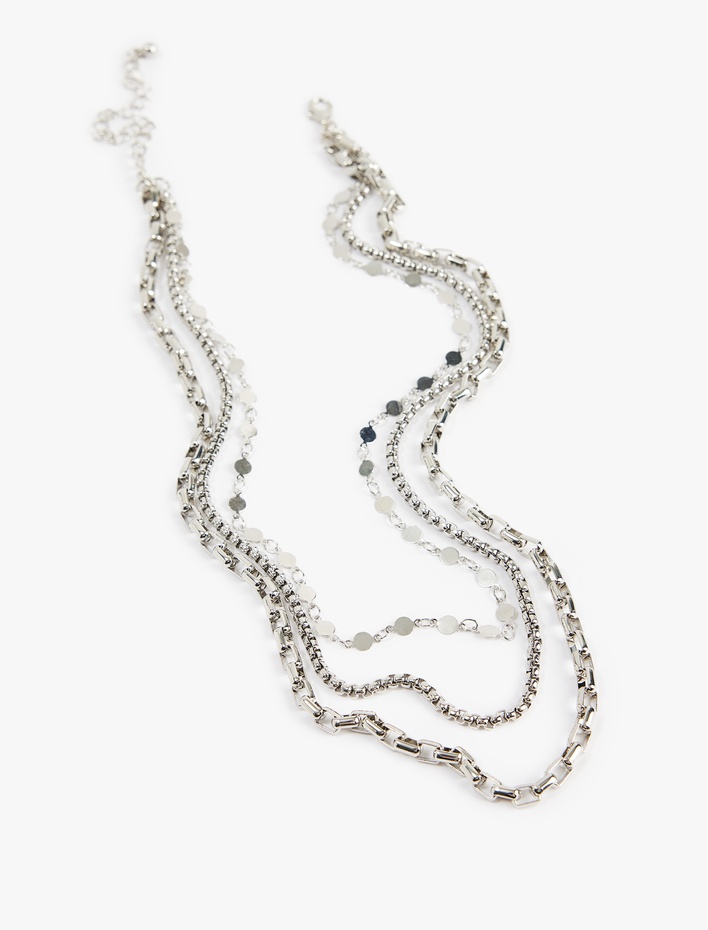 Kadın Çoklu Çelik Zincir Kolye