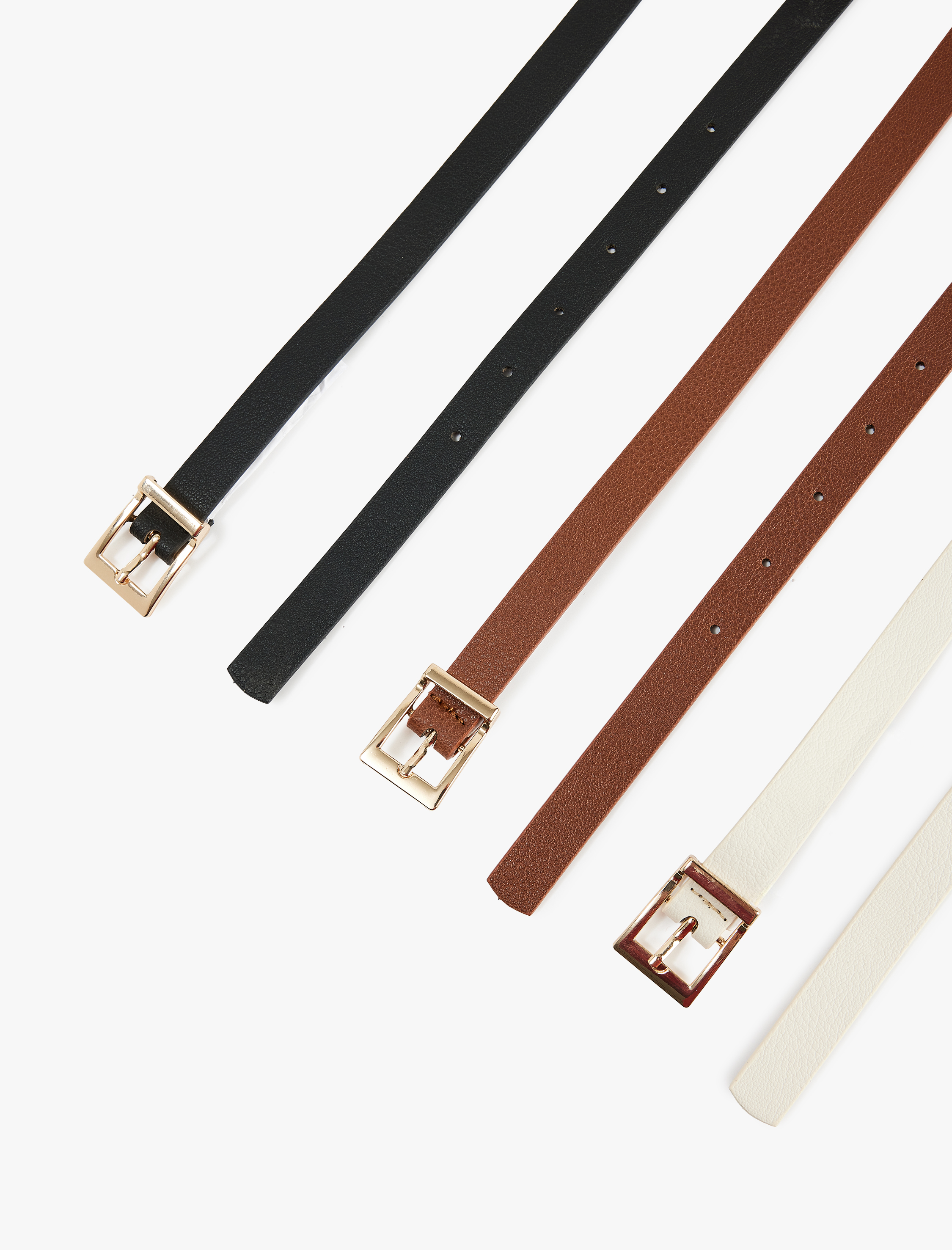  Kadın Metal Tokalı Suni Deri 3'lü İnce Kemer