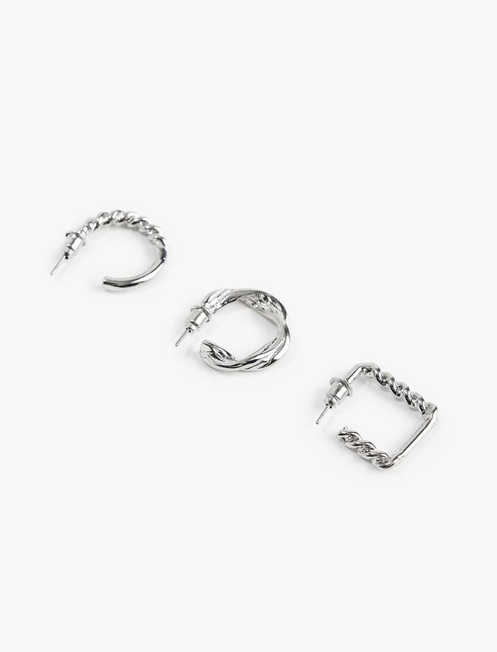 Kadın 3'lü Burgu Halka Küpe Seti