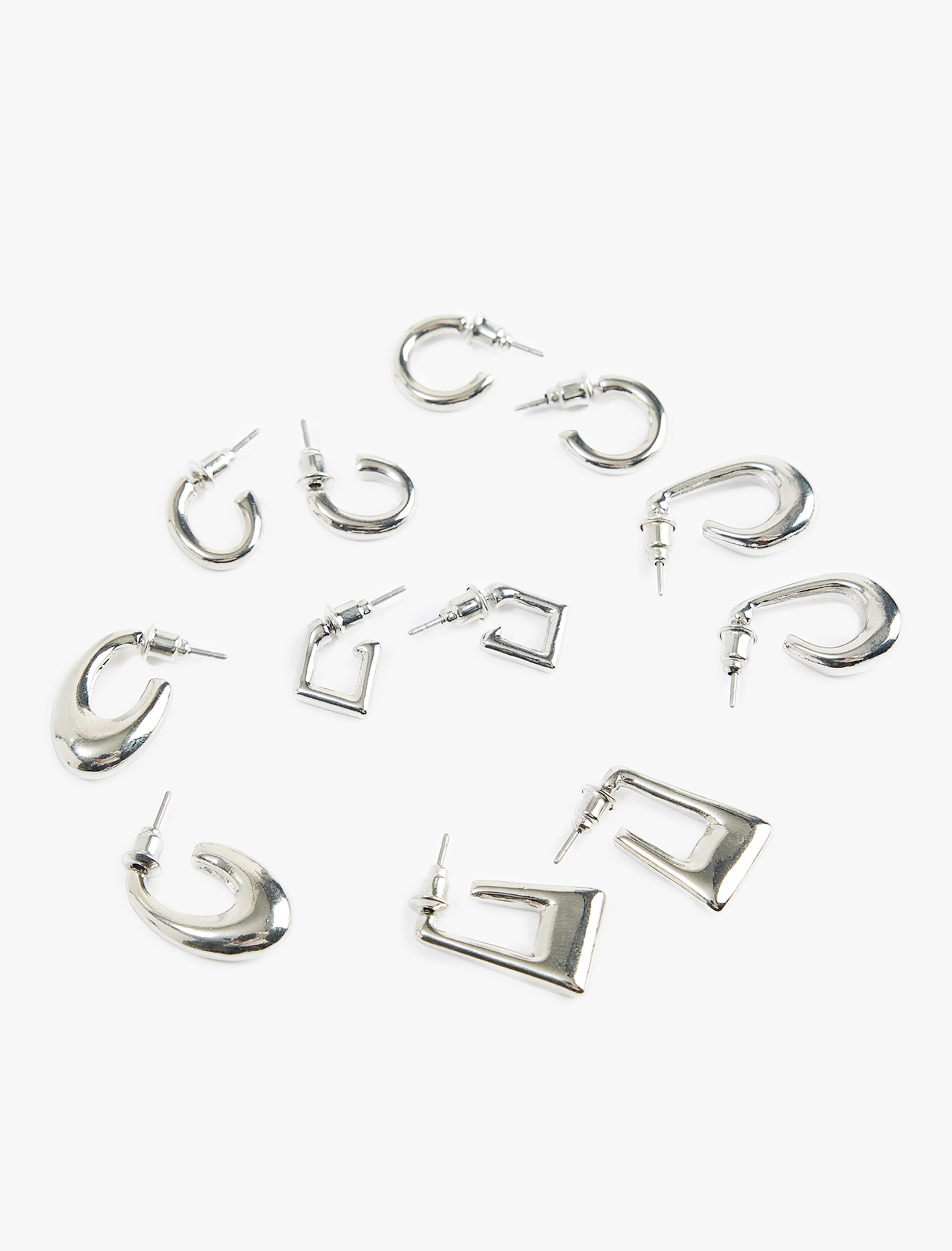  Kadın 6'lı Geometrik Halka Küpe Seti