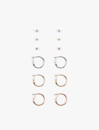 6'lı Çelik Top ve Halka Küpe Seti