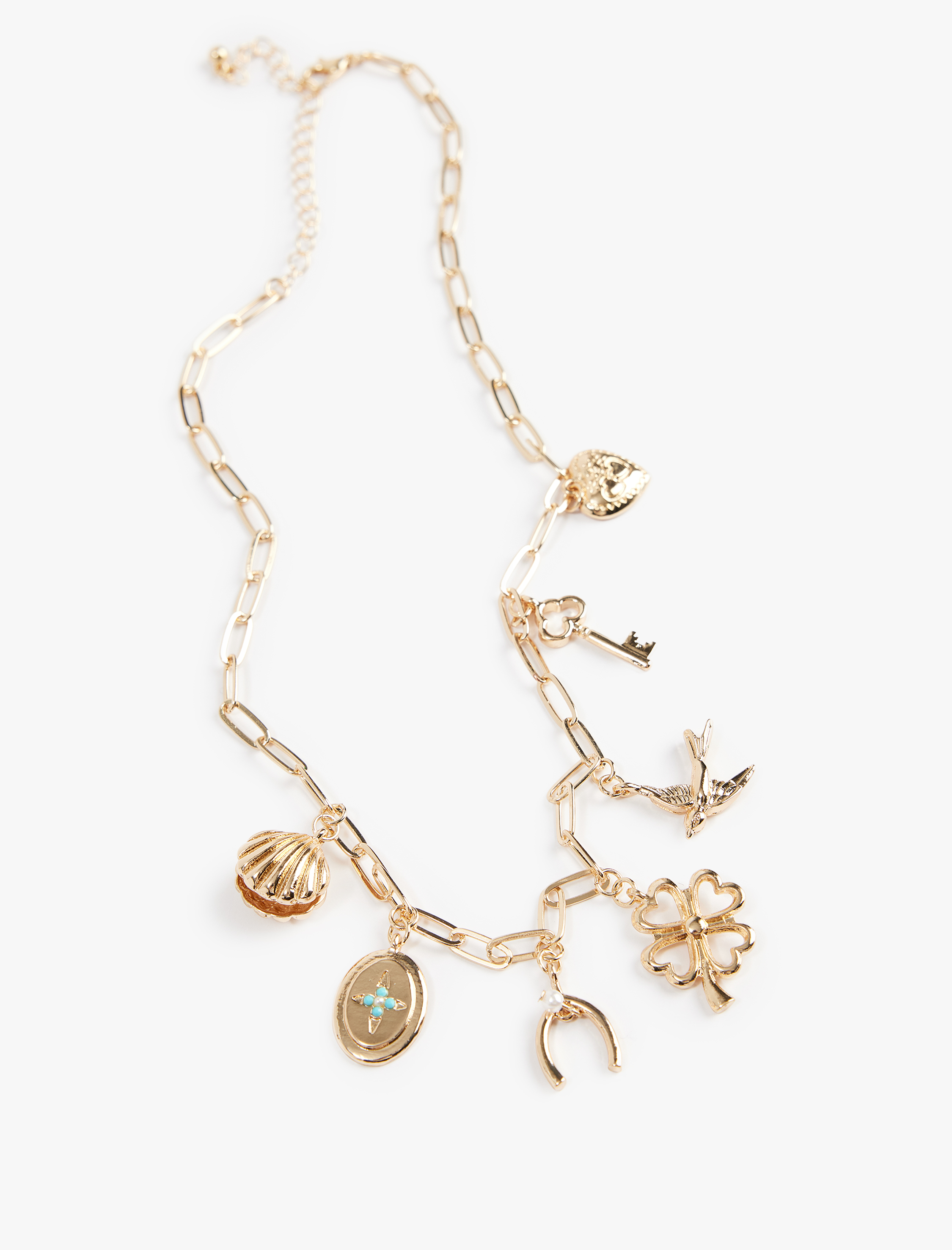  Kadın Çelik Karışımlı Taş Detaylı Charmlı Kolye