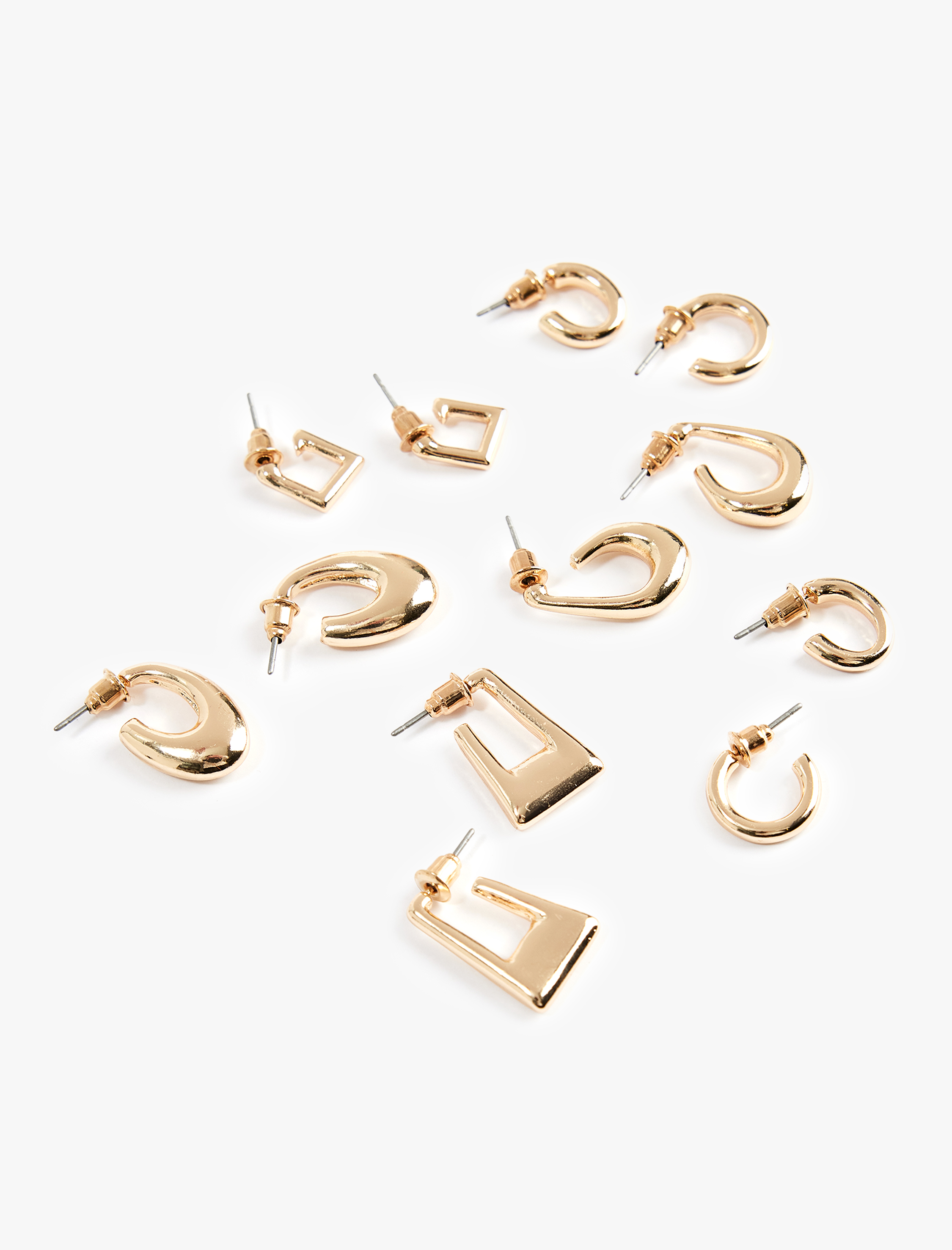  Kadın 6'lı Geometrik Halka Küpe Seti