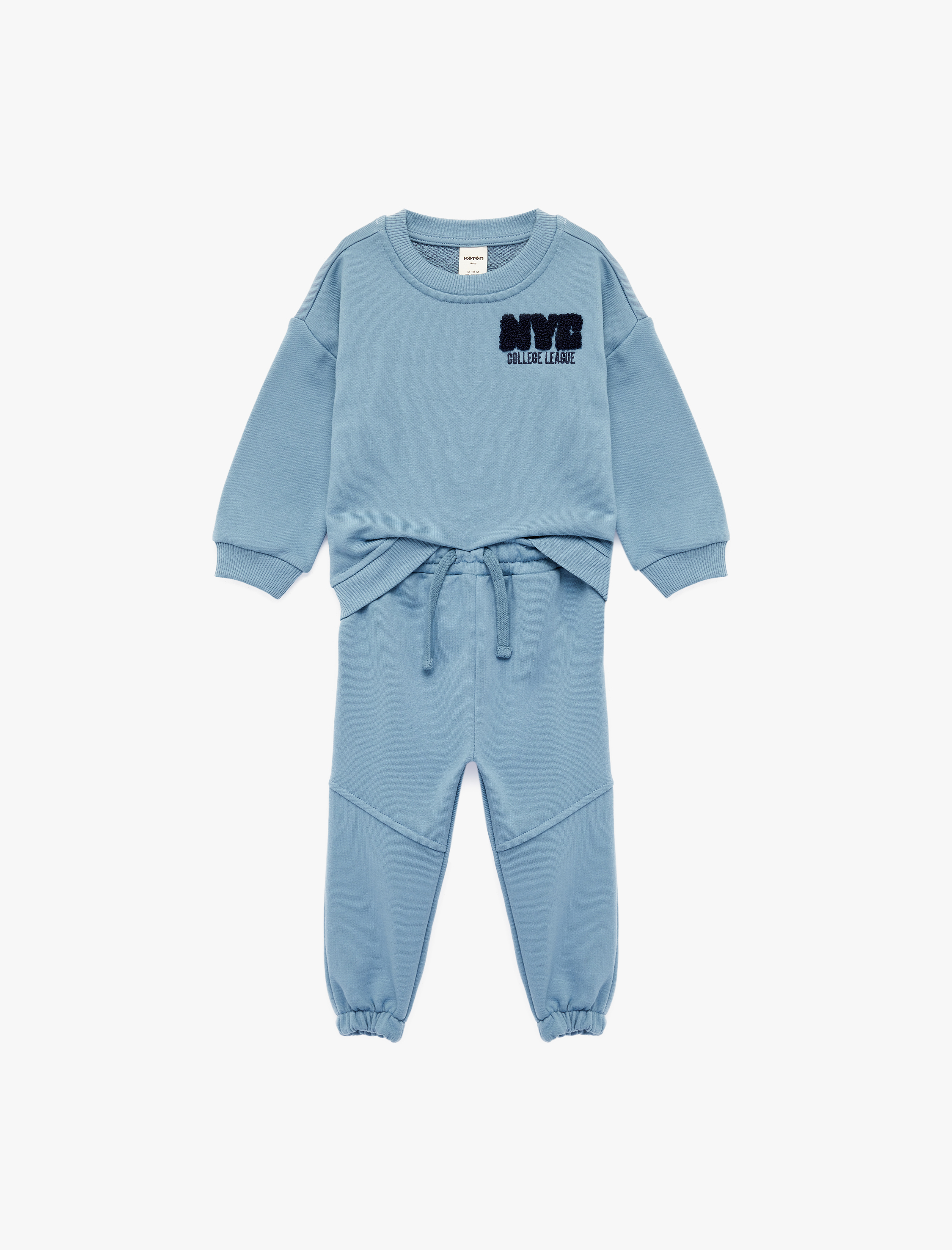  Erkek Bebek Şardonlu Baskılı Eşofman Takımı - 2'li Set