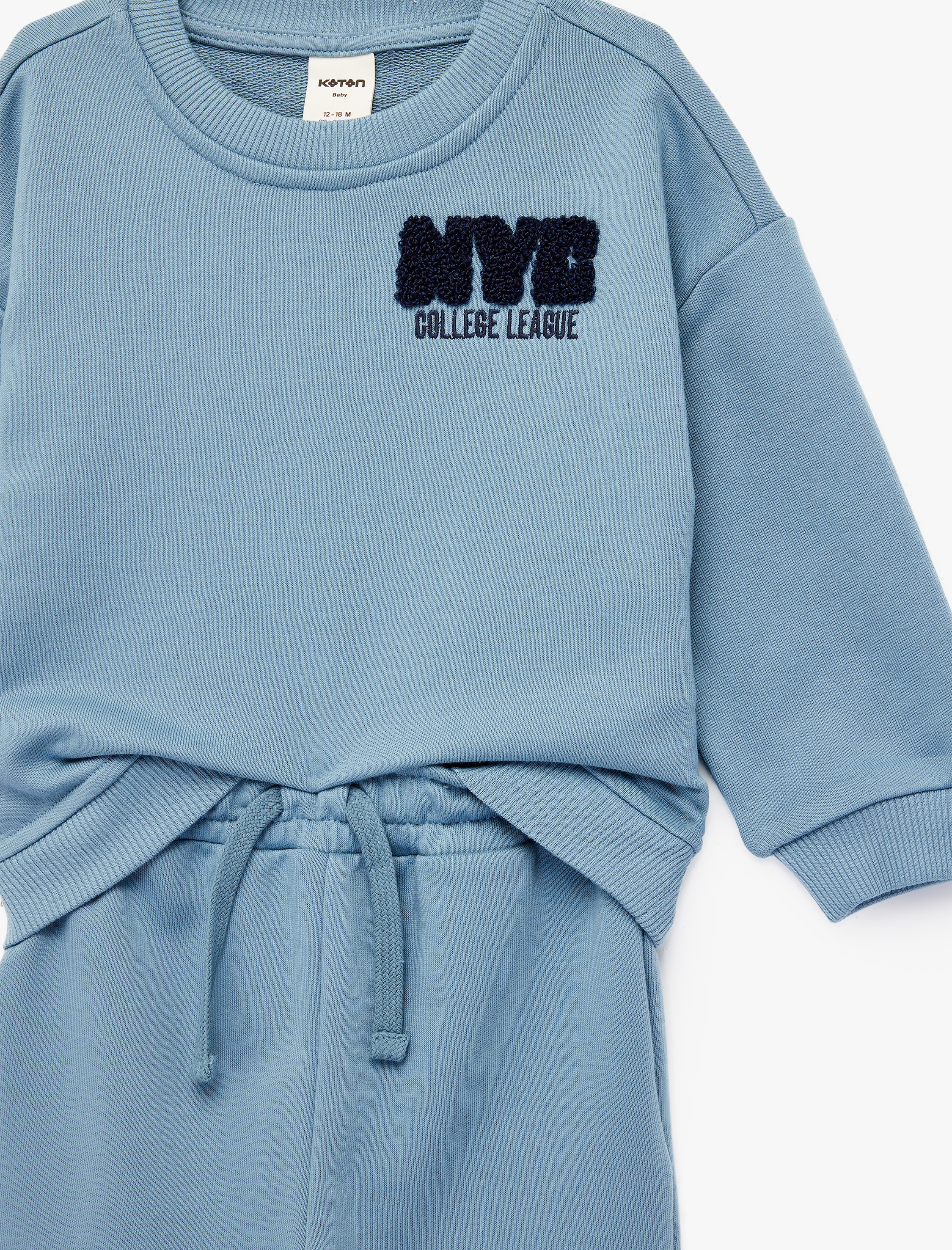  Erkek Bebek Şardonlu Baskılı Eşofman Takımı - 2'li Set