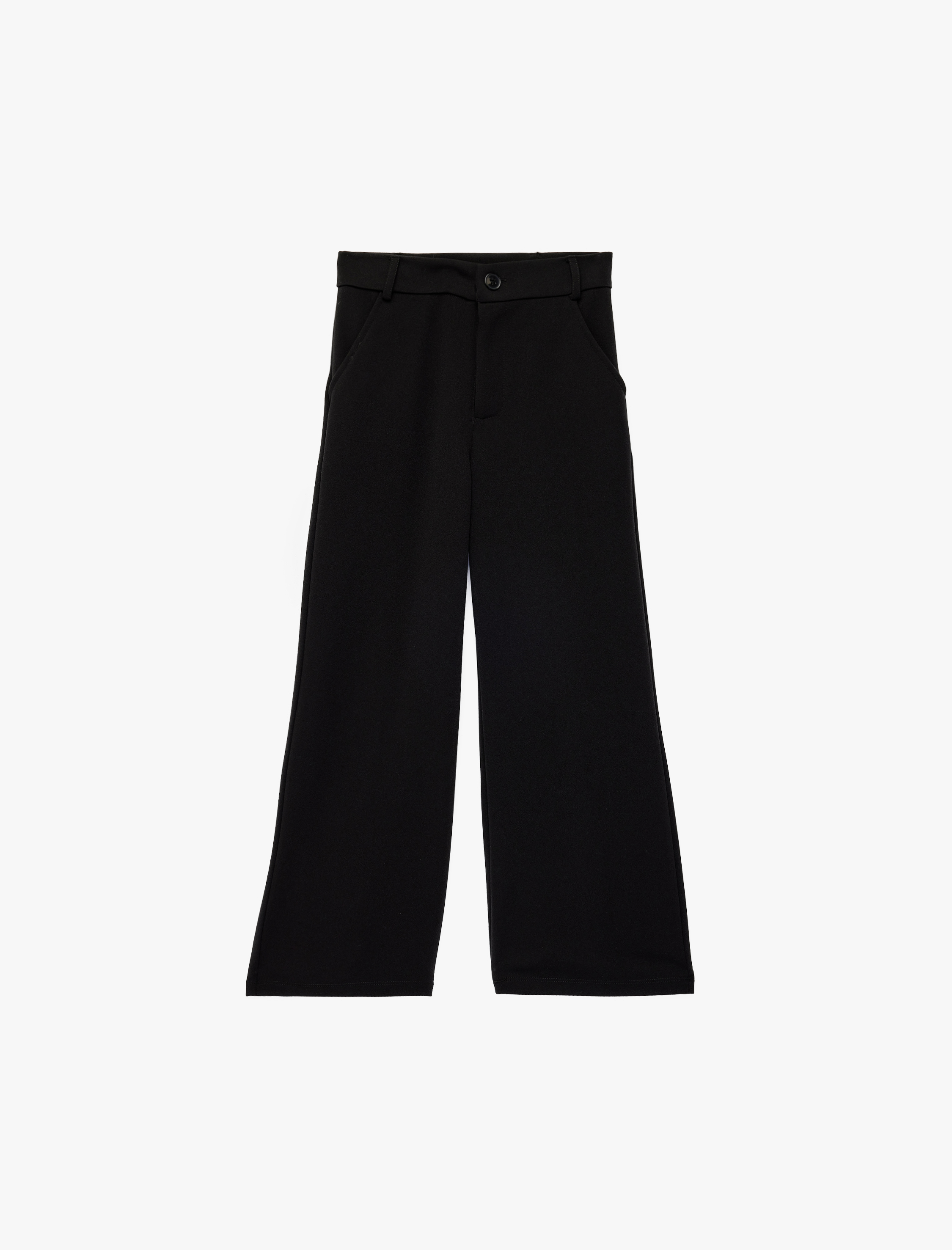  Kız Çocuk Cep Detaylı Düğmeli Basic Pantolon