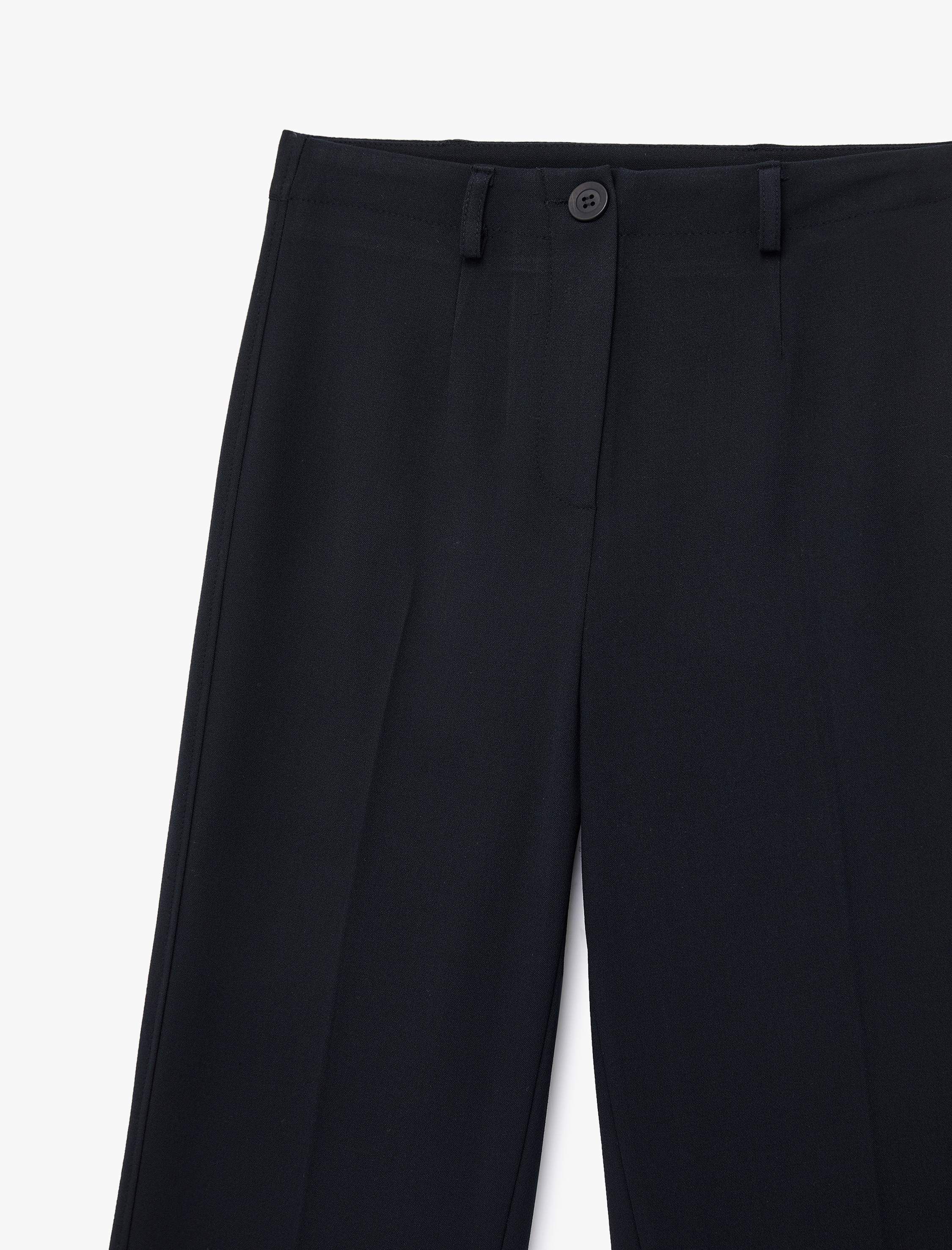   Düz Bol Paça Yüksek Bel Kumaş Pantolon