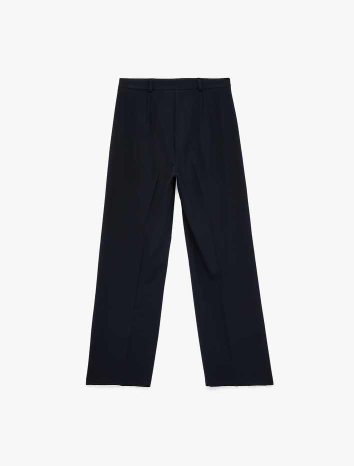  Düz Bol Paça Yüksek Bel Kumaş Pantolon