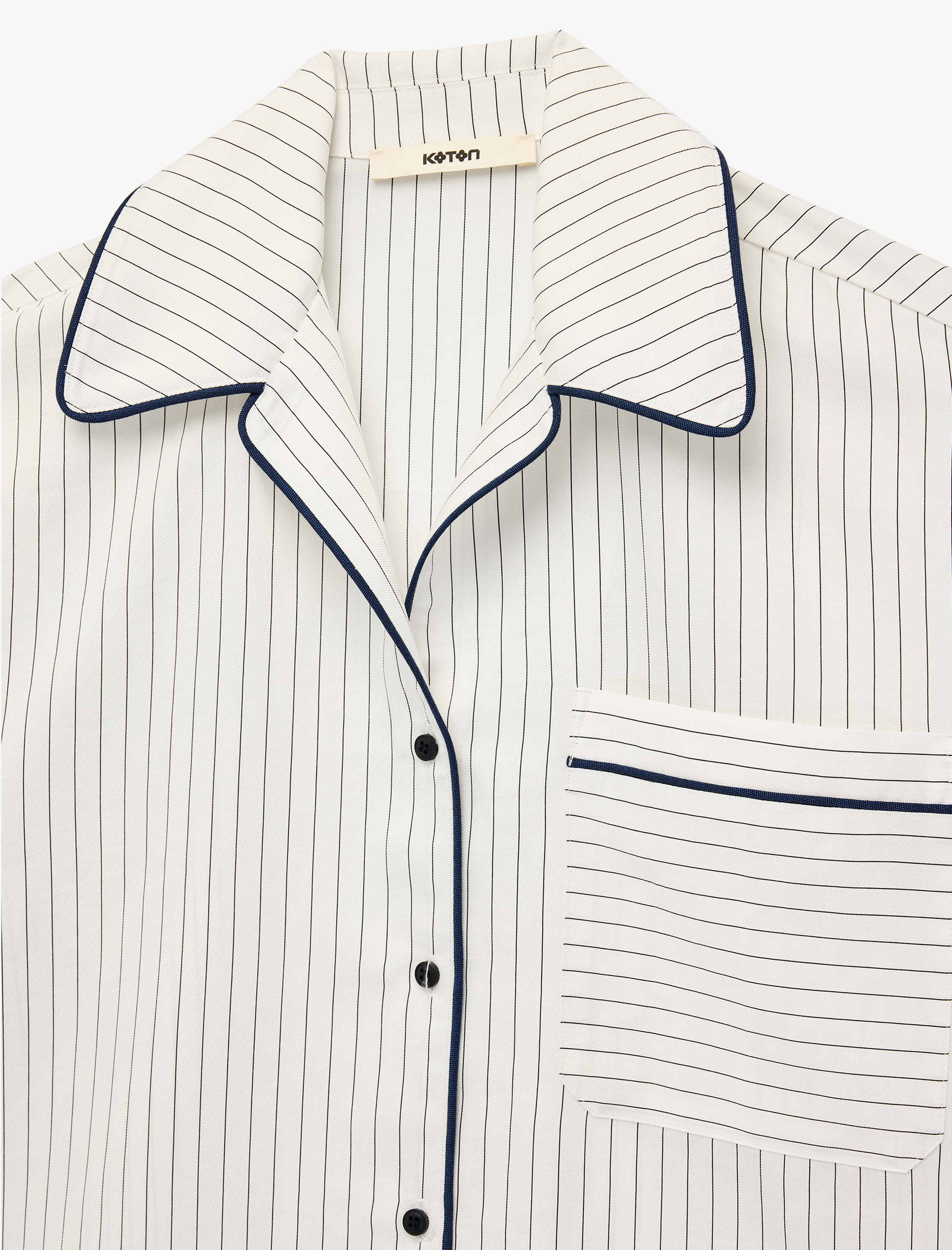   Uzun Kollu Cep Detaylı Çizgili Oversize Gömlek