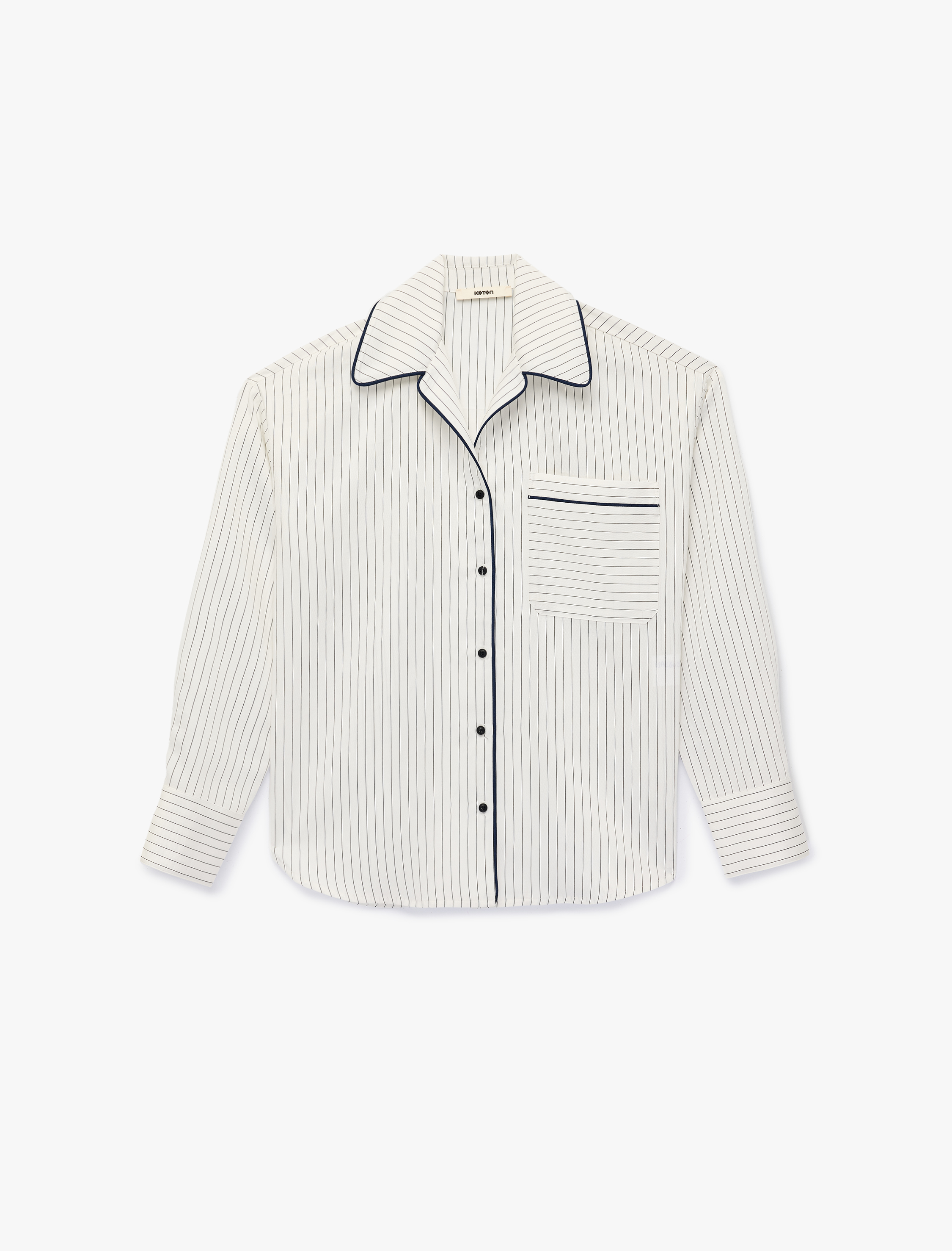   Uzun Kollu Cep Detaylı Çizgili Oversize Gömlek