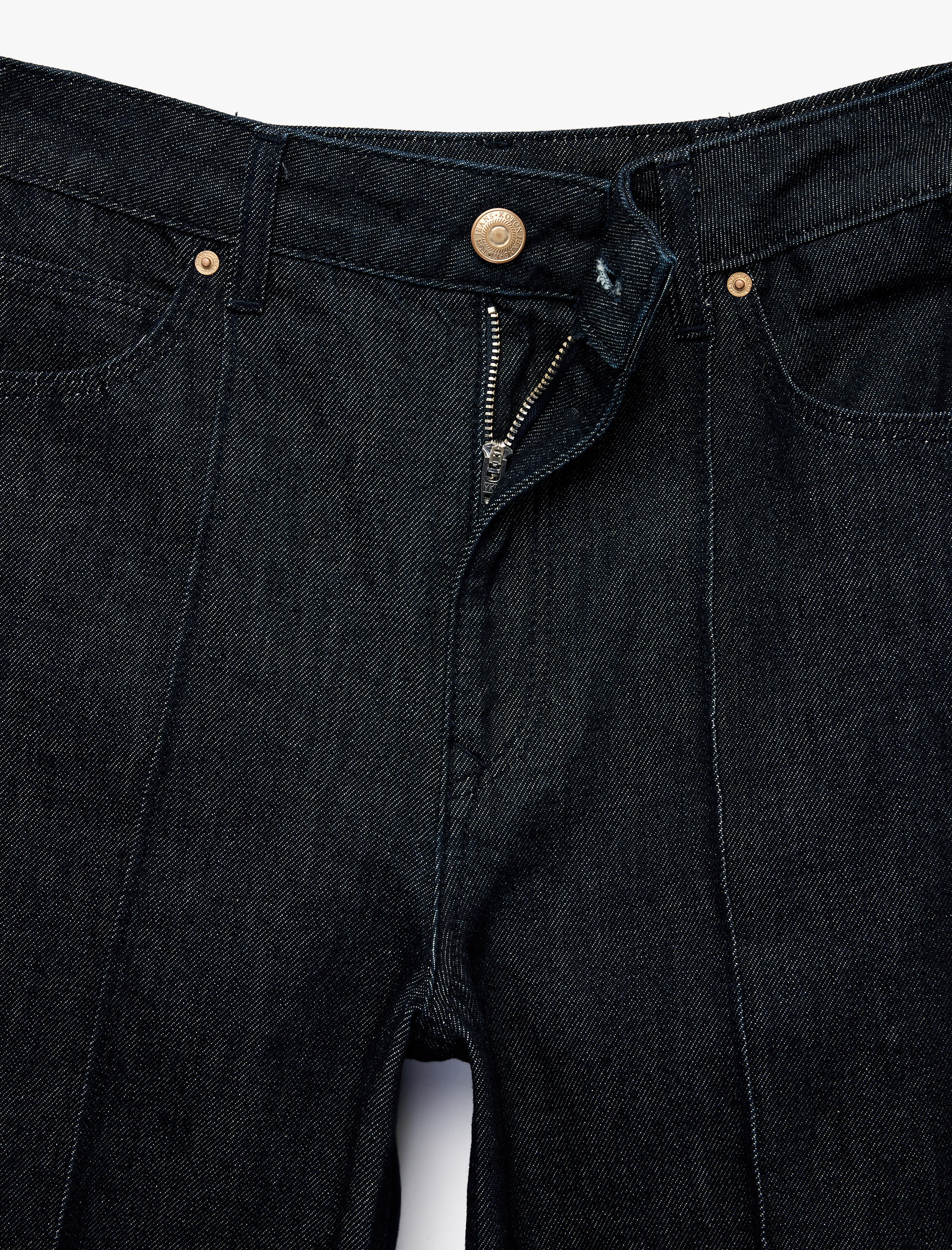   Normal Bel Cepli Düğmeli Nervürlü Geniş Paça Denim Pantolon - Wide Leg Jeans