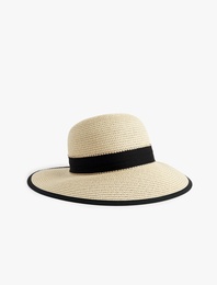 Bant Detaylı Hasır Şapka