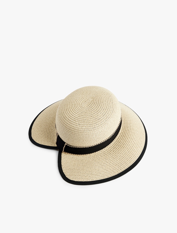 Kadın Bant Detaylı Hasır Şapka