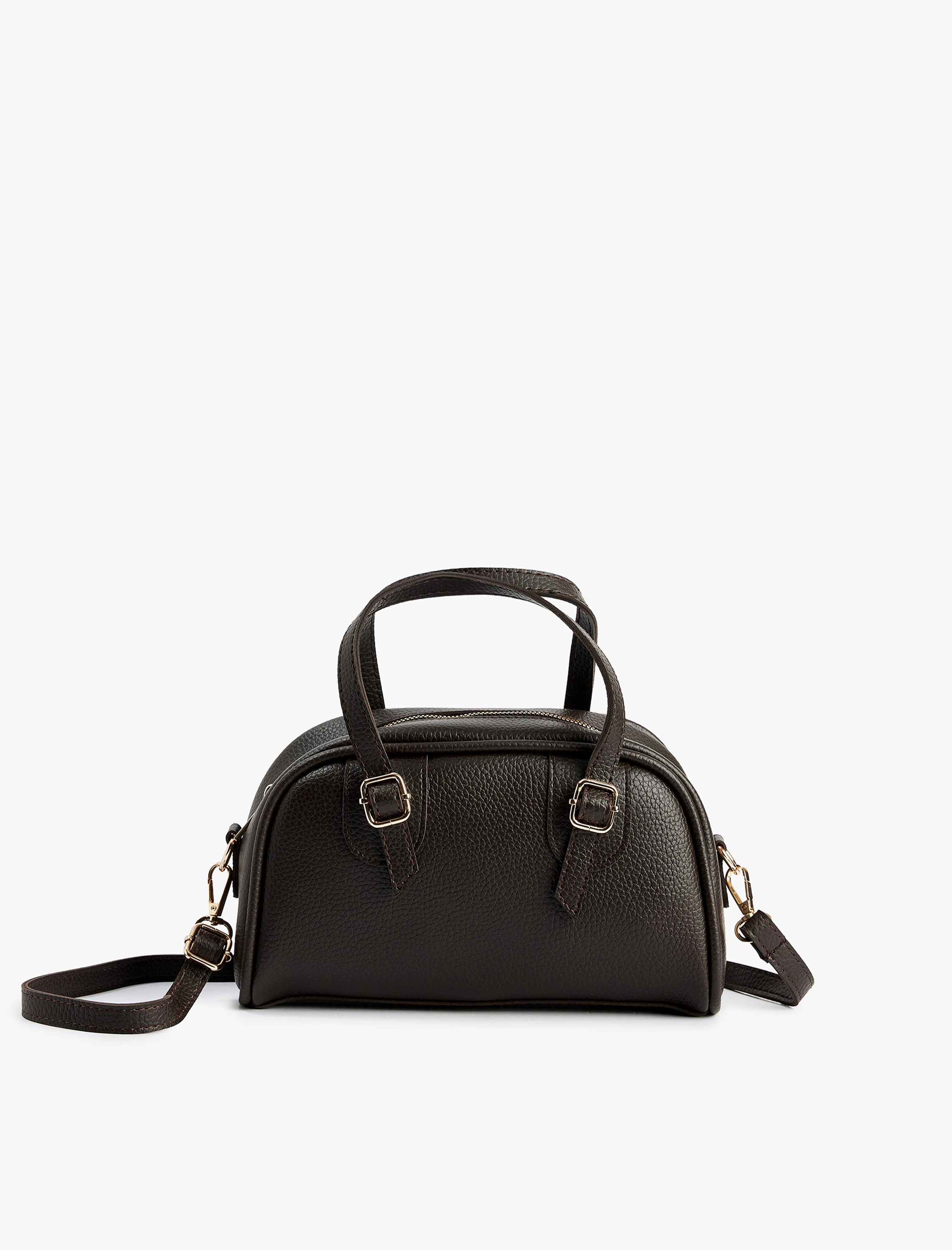  Kadın Suni Deri Fermuarlı Askılı Saplı Metal Aksesuarlı El Çantası