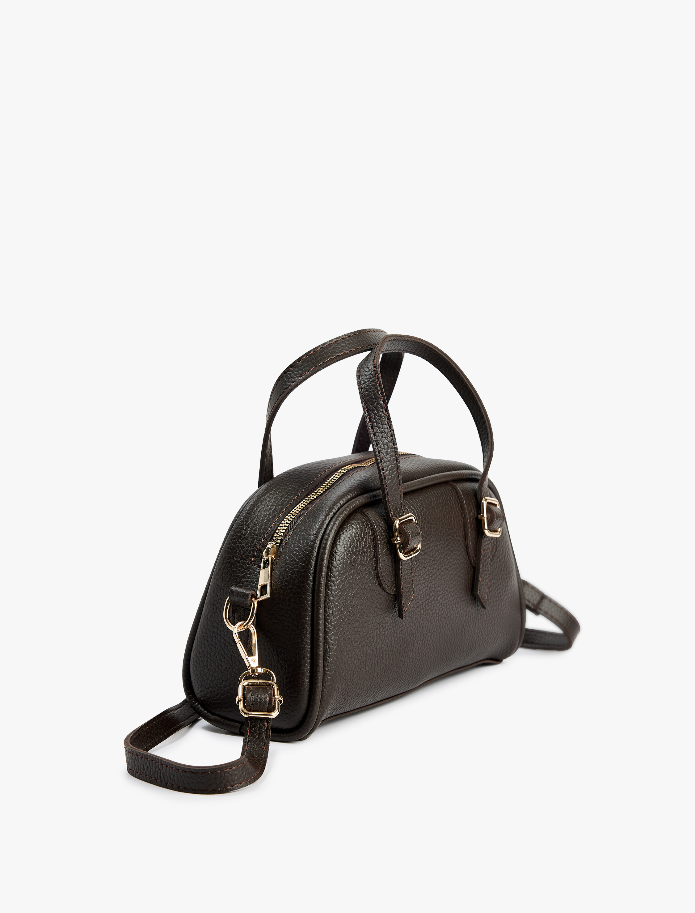  Kadın Suni Deri Fermuarlı Askılı Saplı Metal Aksesuarlı El Çantası