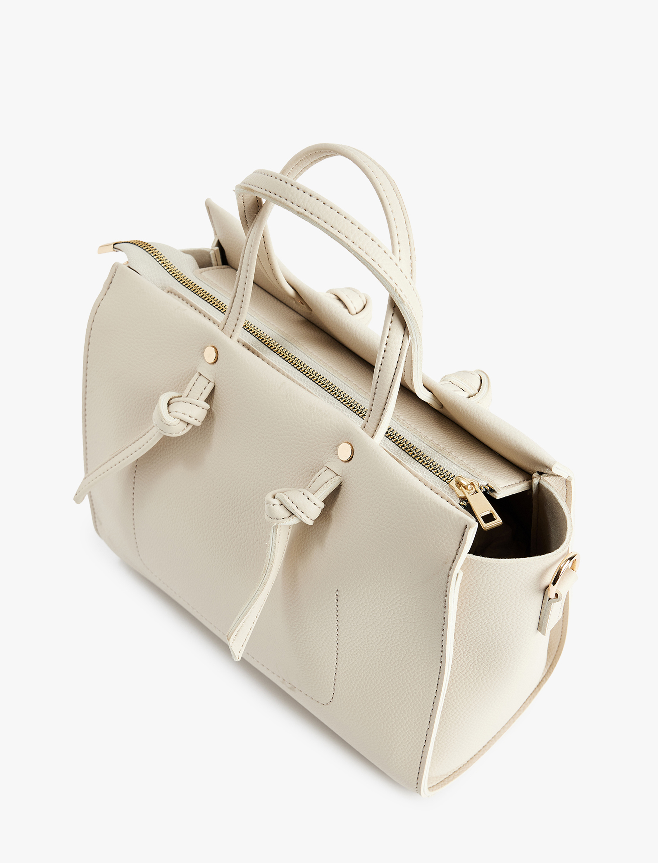  Kadın Suni Deri Saplı Fermuarlı Askılı Tote Çanta