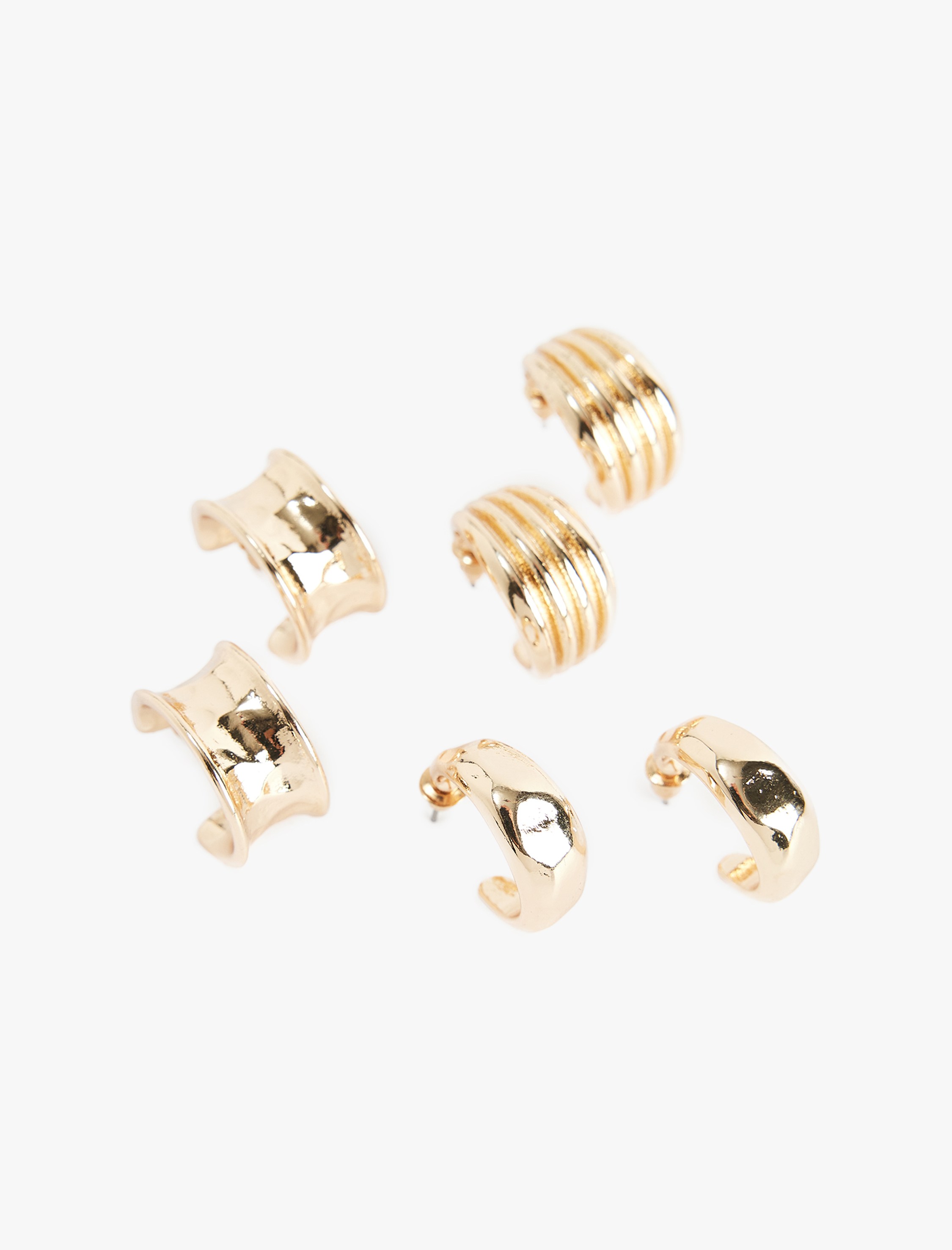  Kadın 3'lü Kalın Halka Küpe Seti