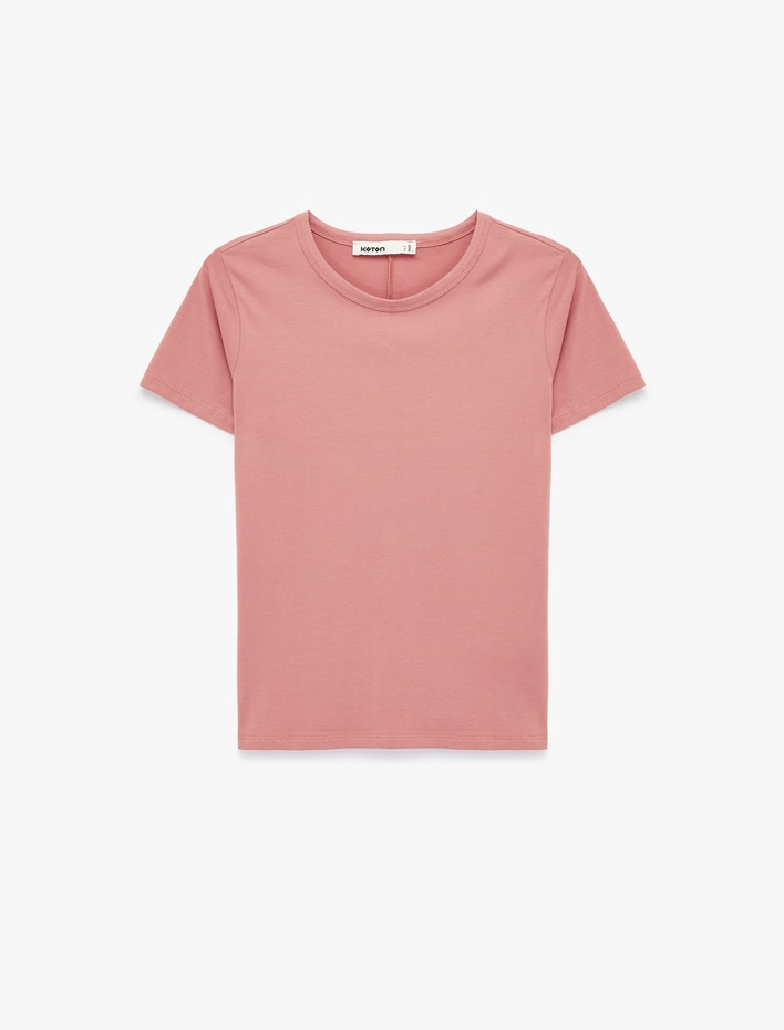  Pamuklu Slim Fit Kısa Kollu Bisiklet Yaka Basic Tişört