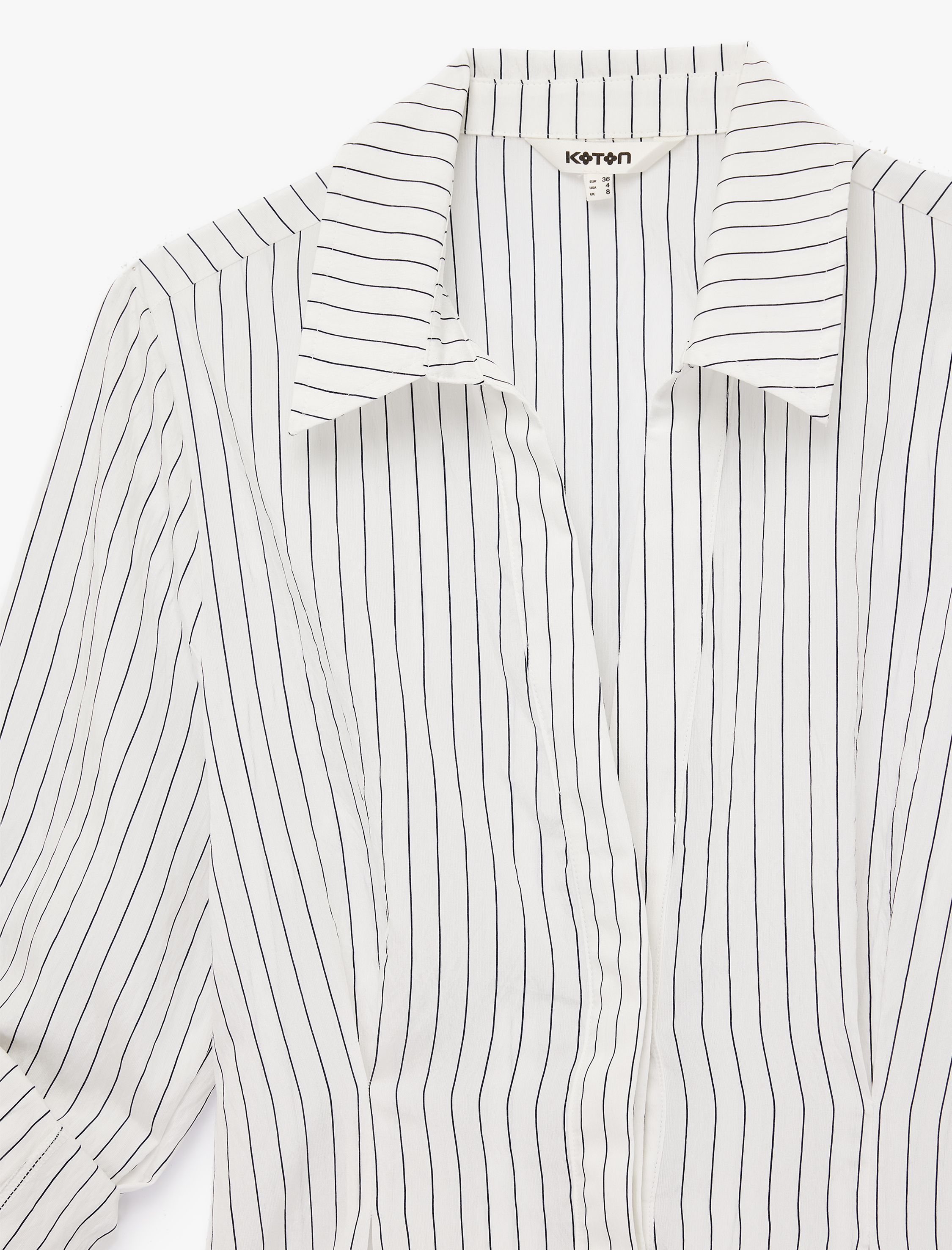   Slim Fit Viskon Kumaş Pens Detaylı Uzun Kollu Çizgili Gömlek