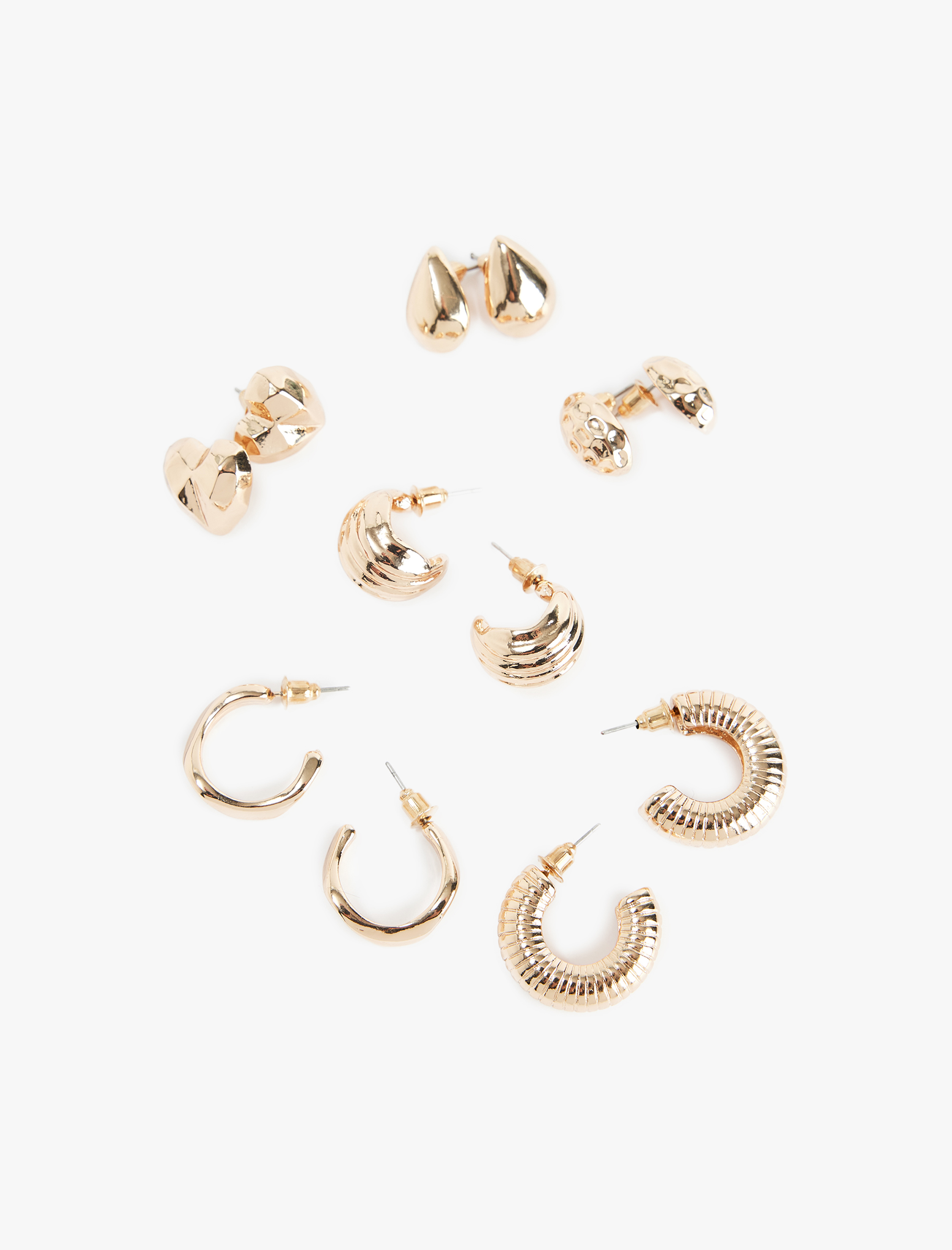  Kadın Dokulu 6'lı Top ve Halka Küpe Seti