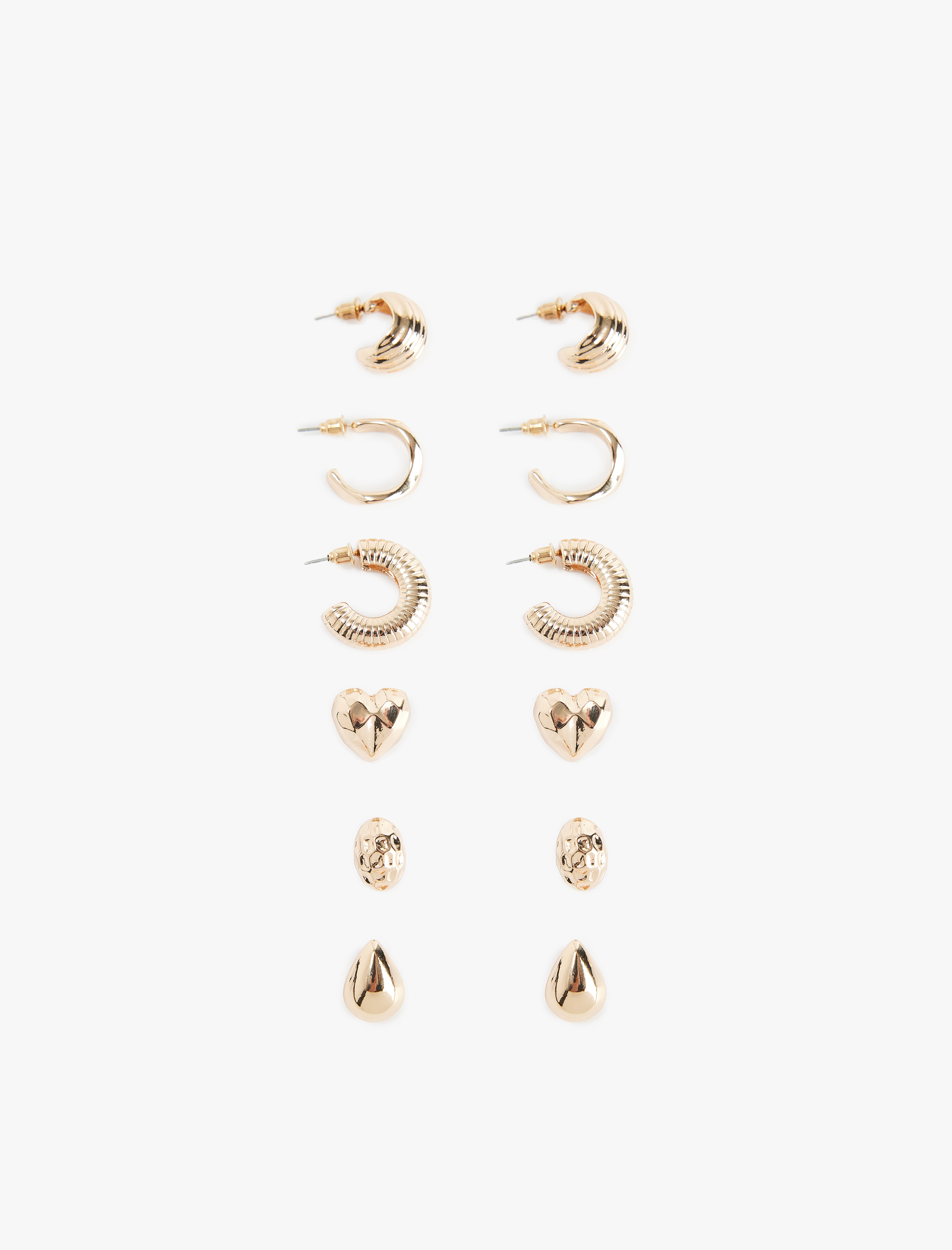  Kadın Dokulu 6'lı Top ve Halka Küpe Seti