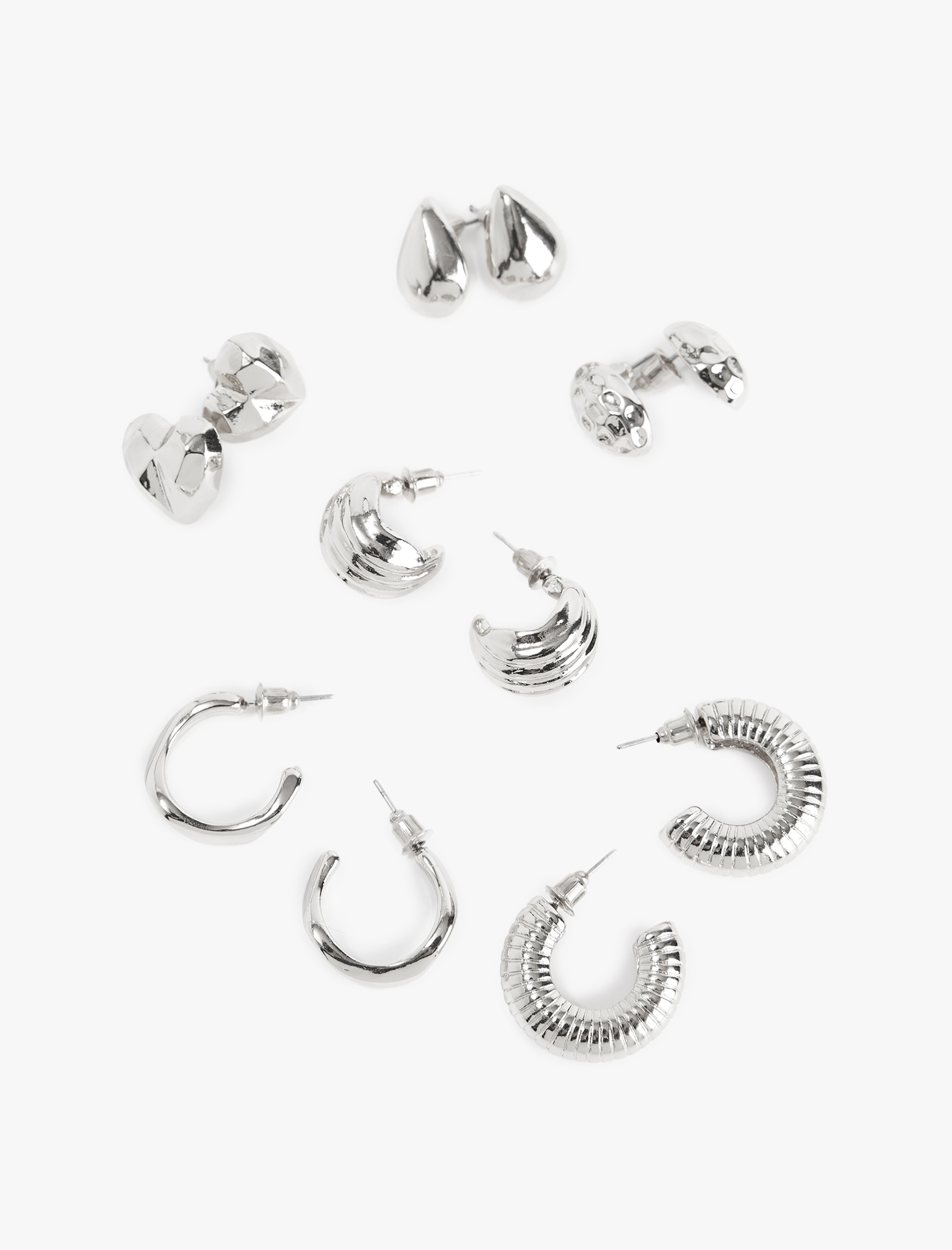  Kadın Dokulu 6'lı Top ve Halka Küpe Seti