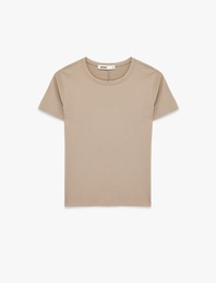 Pamuklu Slim Fit Kısa Kollu Bisiklet Yaka Basic Tişört