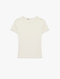 Pamuklu Slim Fit Kısa Kollu Bisiklet Yaka Basic Tişört