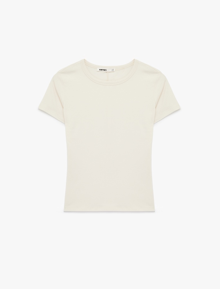  Pamuklu Slim Fit Kısa Kollu Bisiklet Yaka Basic Tişört