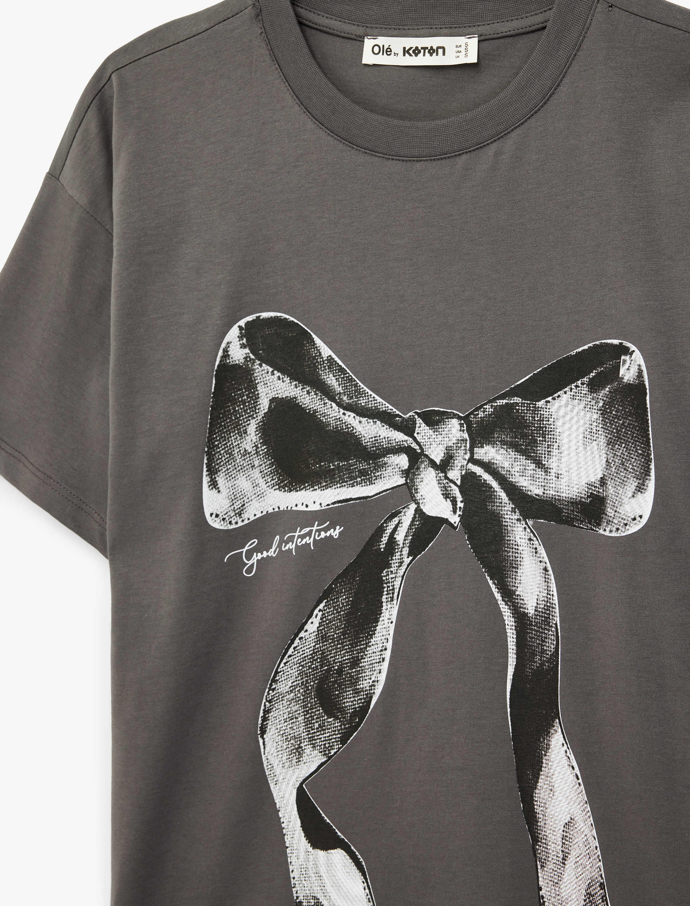   Fiyonk Baskılı Kısa Kollu Bisiklet Yaka Pamuklu Oversize Tişört