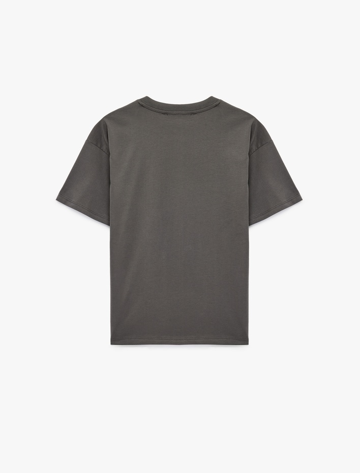  Fiyonk Baskılı Kısa Kollu Bisiklet Yaka Pamuklu Oversize Tişört