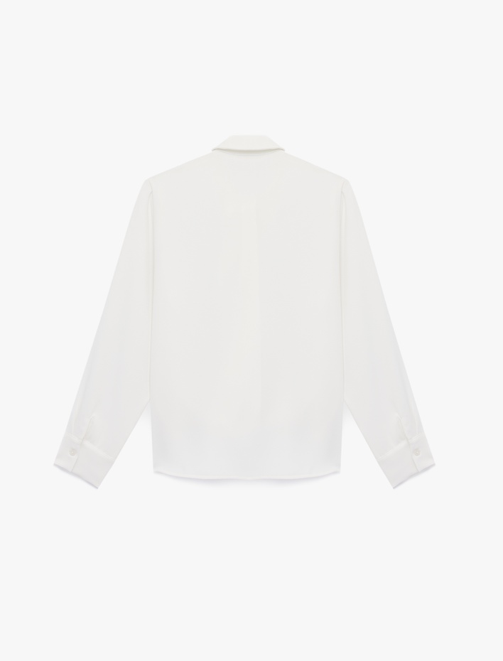  Regular Fit Uzun Kollu Düğmeli Klasik Yaka Volanlı Gömlek