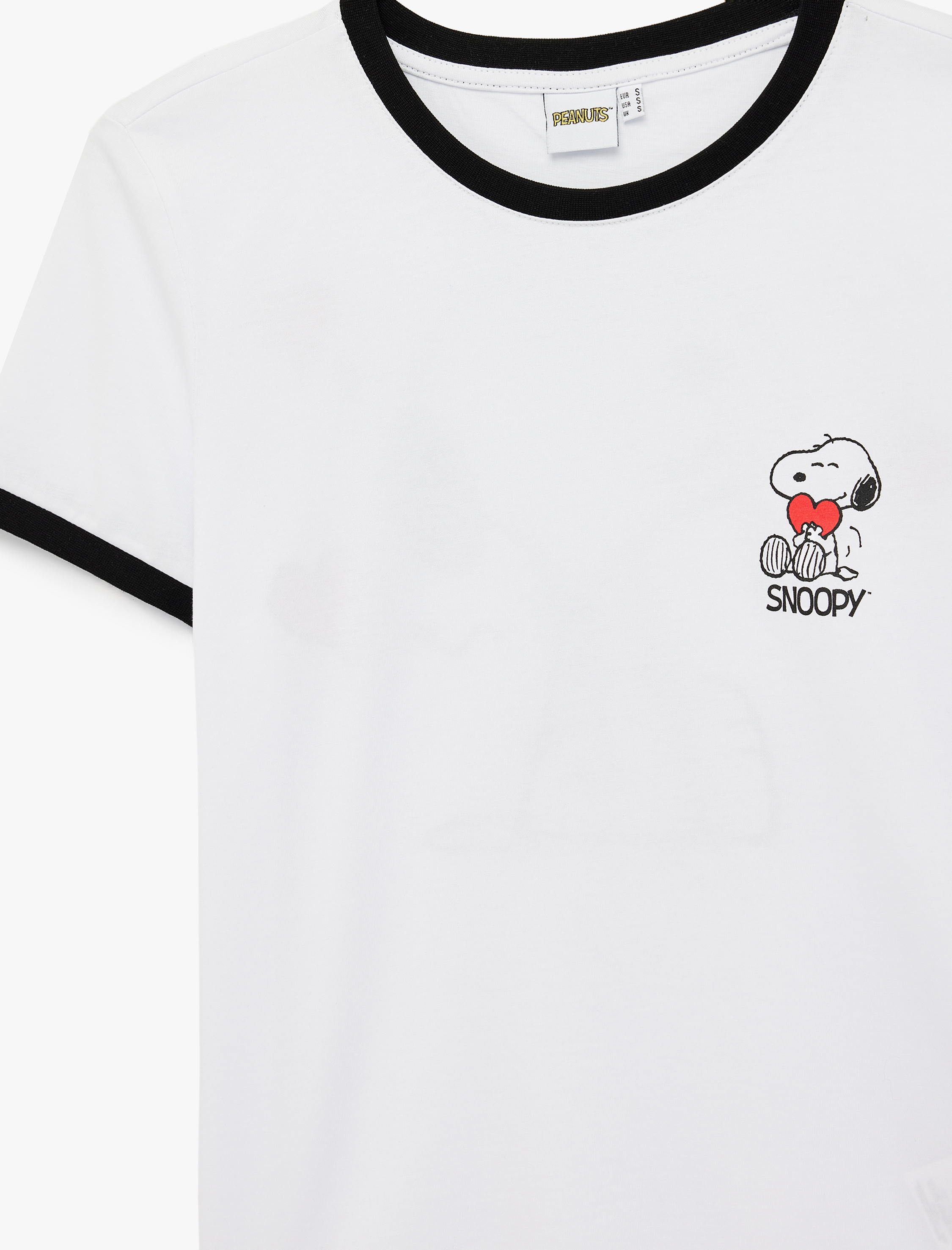   Snoopy Lisanslı Kısa Kollu Bisiklet Yaka Arkası Baskılı Tişört