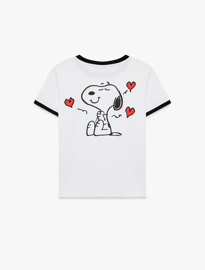  Snoopy Lisanslı Kısa Kollu Bisiklet Yaka Arkası Baskılı Tişört