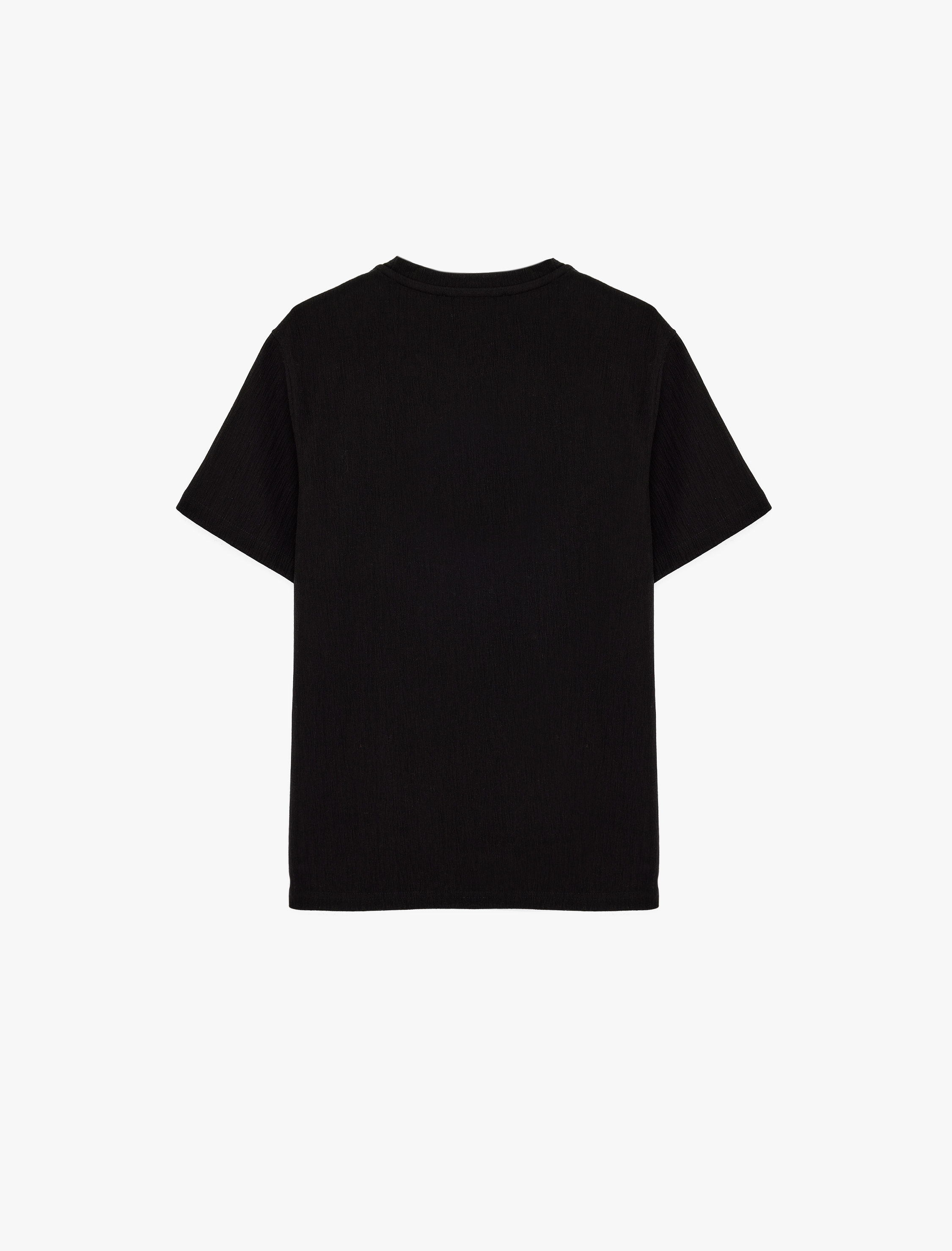   Regular Fit Kısa Kollu Dokulu Bisiklet Yaka Tişört