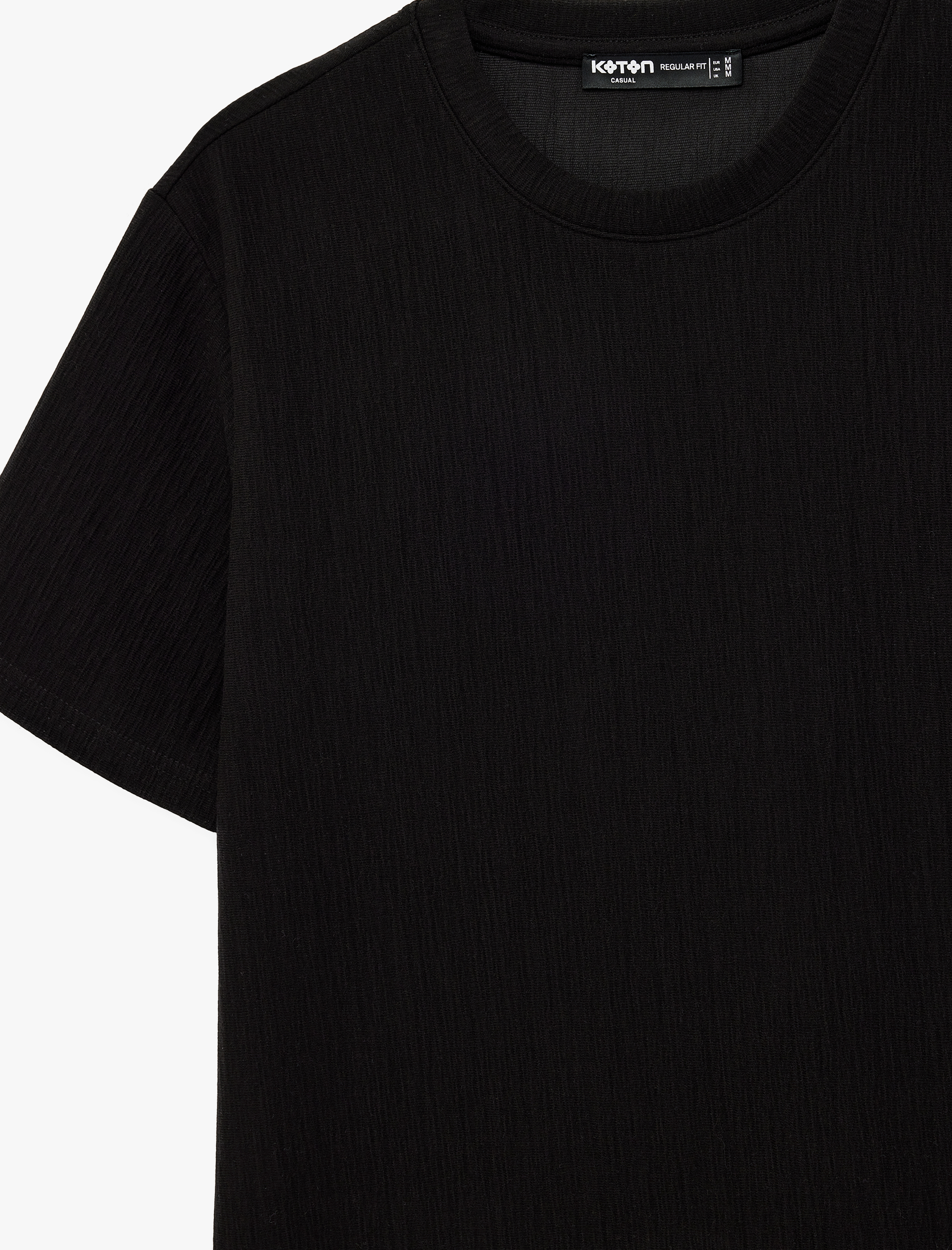   Regular Fit Kısa Kollu Dokulu Bisiklet Yaka Tişört