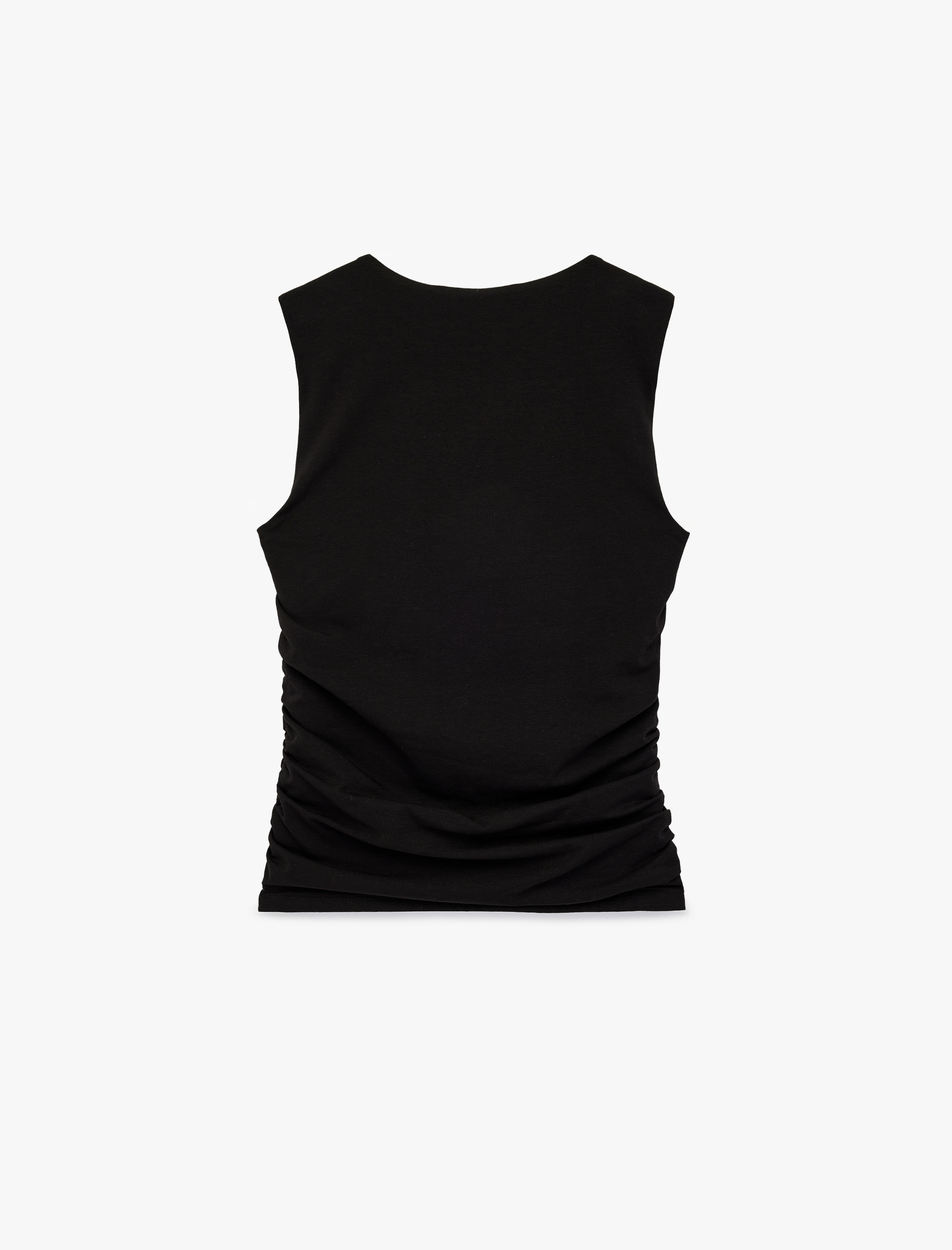   Pamuklu Slim Fit Drape Detaylı Kare Yaka Kolsuz Bluz