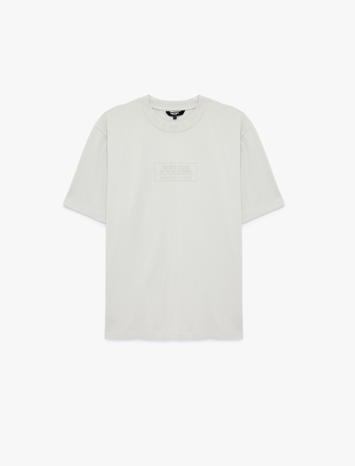  Regular Fit Kısa Kollu Pamuklu Bisiklet Yaka Baskılı Tişört