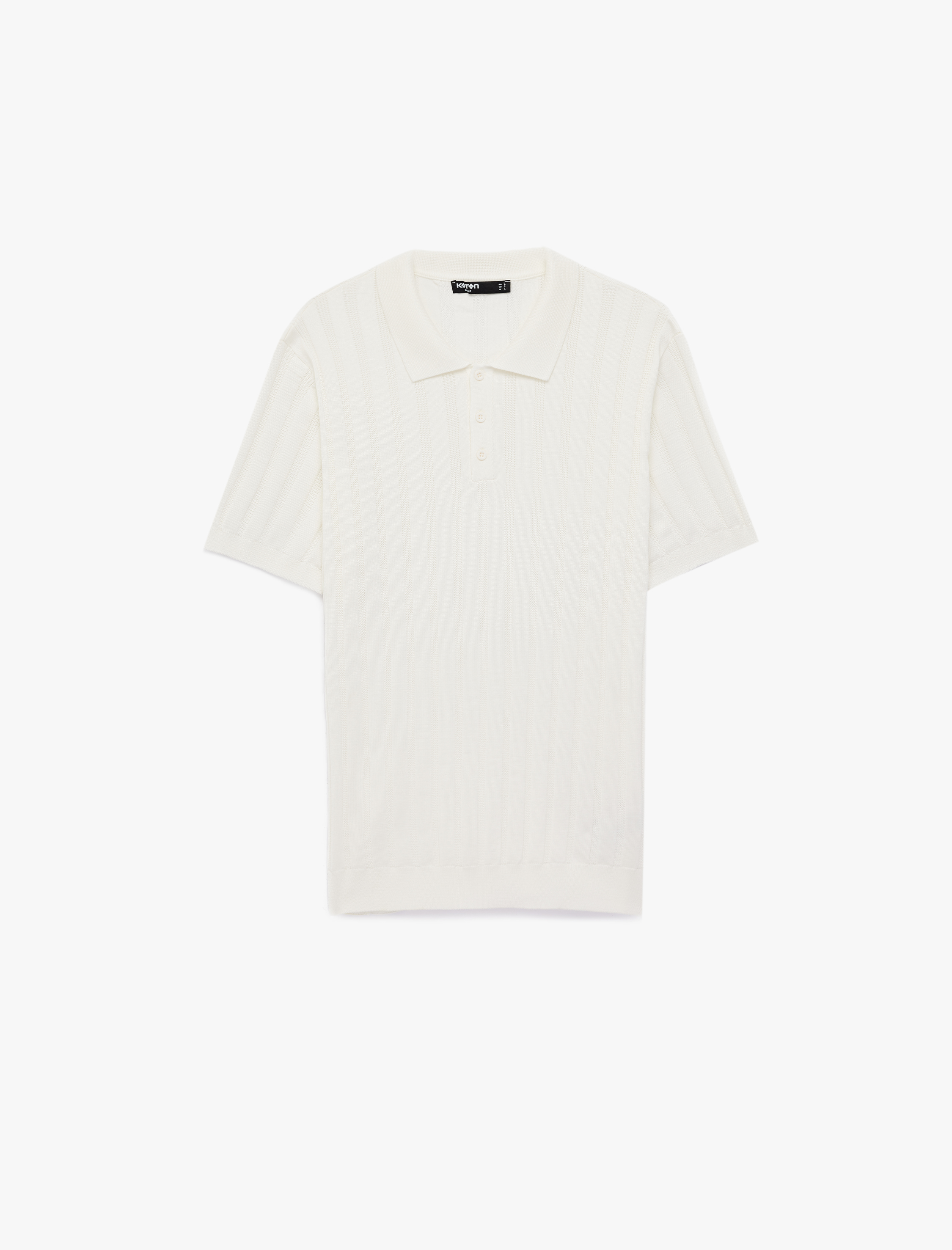   Regular Fit Kısa Kollu Dokulu Düğmeli Polo Yaka Triko Tişört
