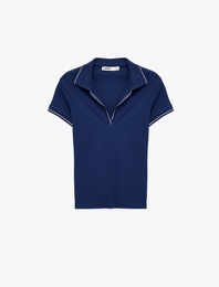 Pamuklu Kısa Kollu Polo Yaka Fitilli Tişört