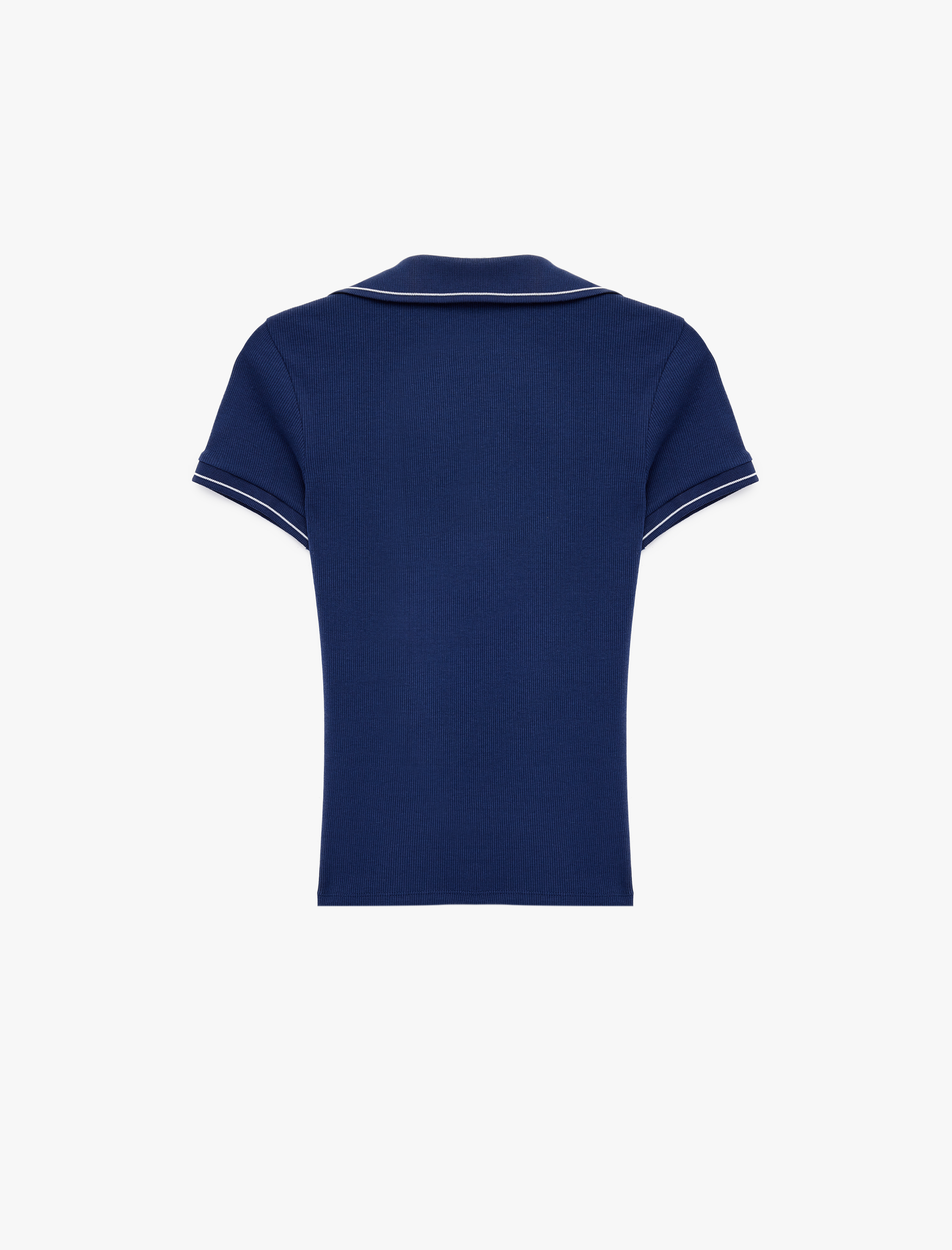   Pamuklu Kısa Kollu Polo Yaka Fitilli Tişört